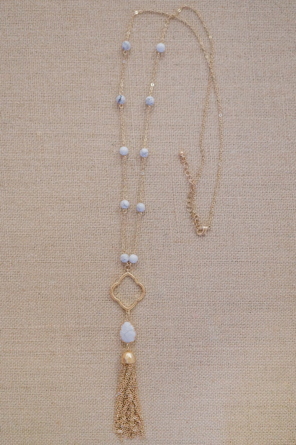 Granite & Tassel Gold Necklace - Image 3