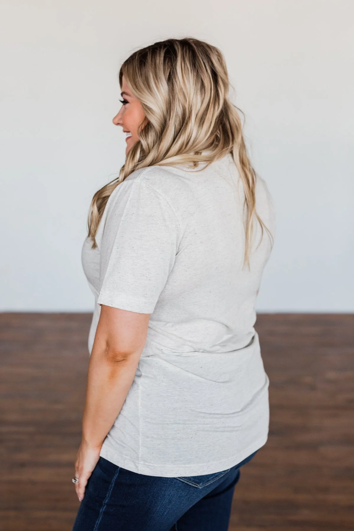"Grateful, Blessed, Thankful" Graphic Tee- Heathered Oatmeal - Image 10