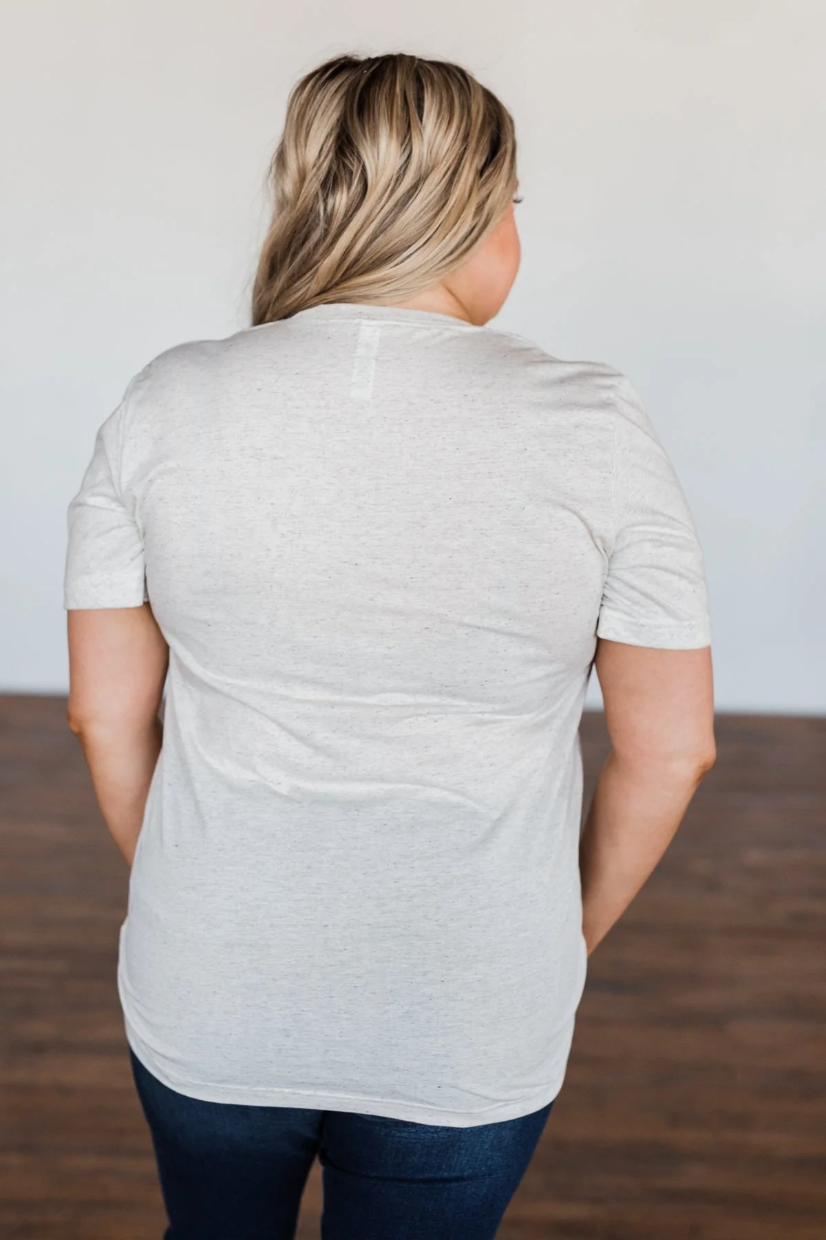 "Grateful, Blessed, Thankful" Graphic Tee- Heathered Oatmeal - Image 12