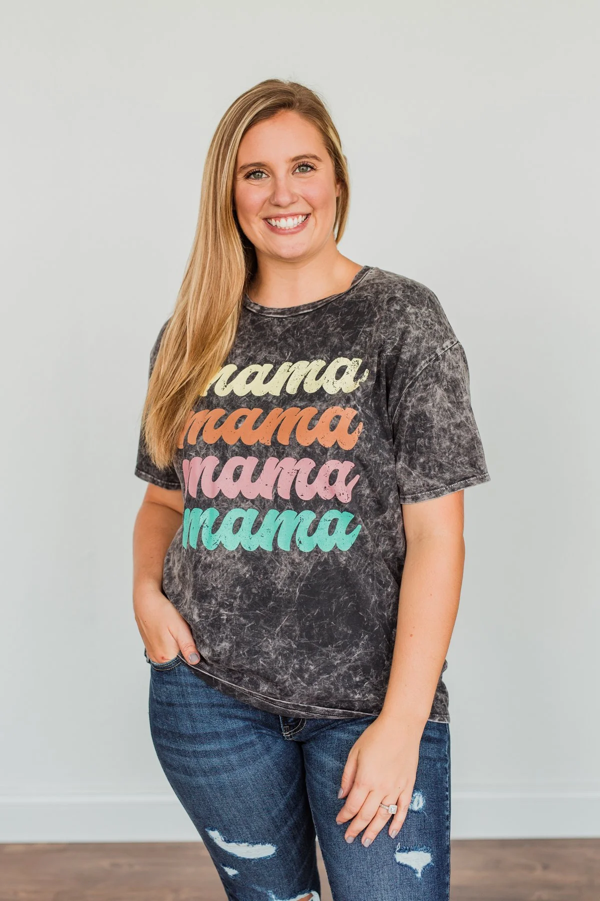 Grateful For You "Mama" Graphic Tee- Washed Charcoal - Image 6