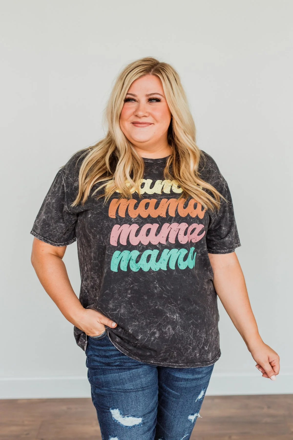 Grateful For You "Mama" Graphic Tee- Washed Charcoal - Image 7