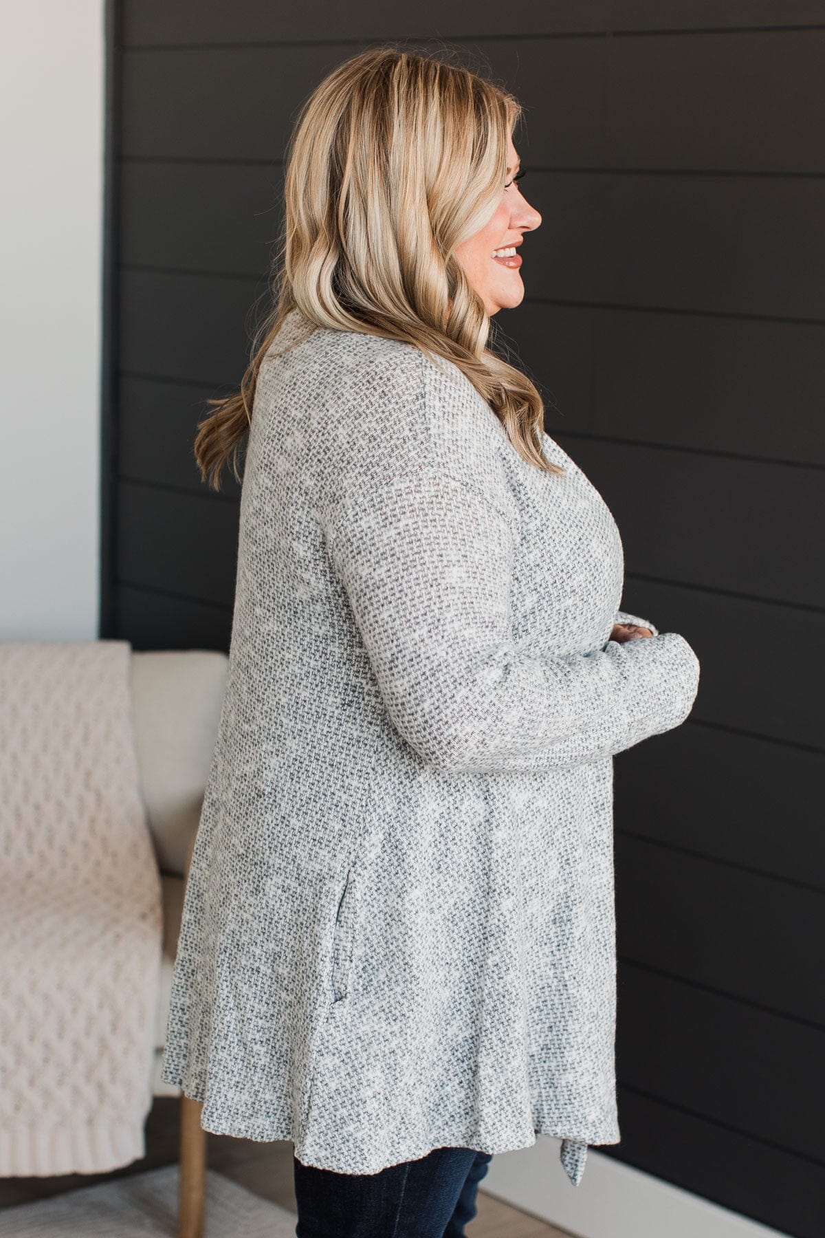 Great Expectations Knit Cardigan- Heather Grey - Image 7