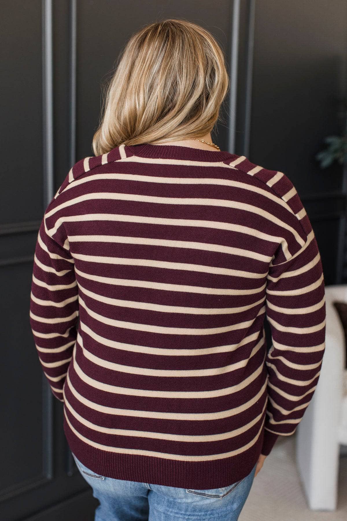 Great Memories Striped Knit Sweater- Dark Plum - Image 7
