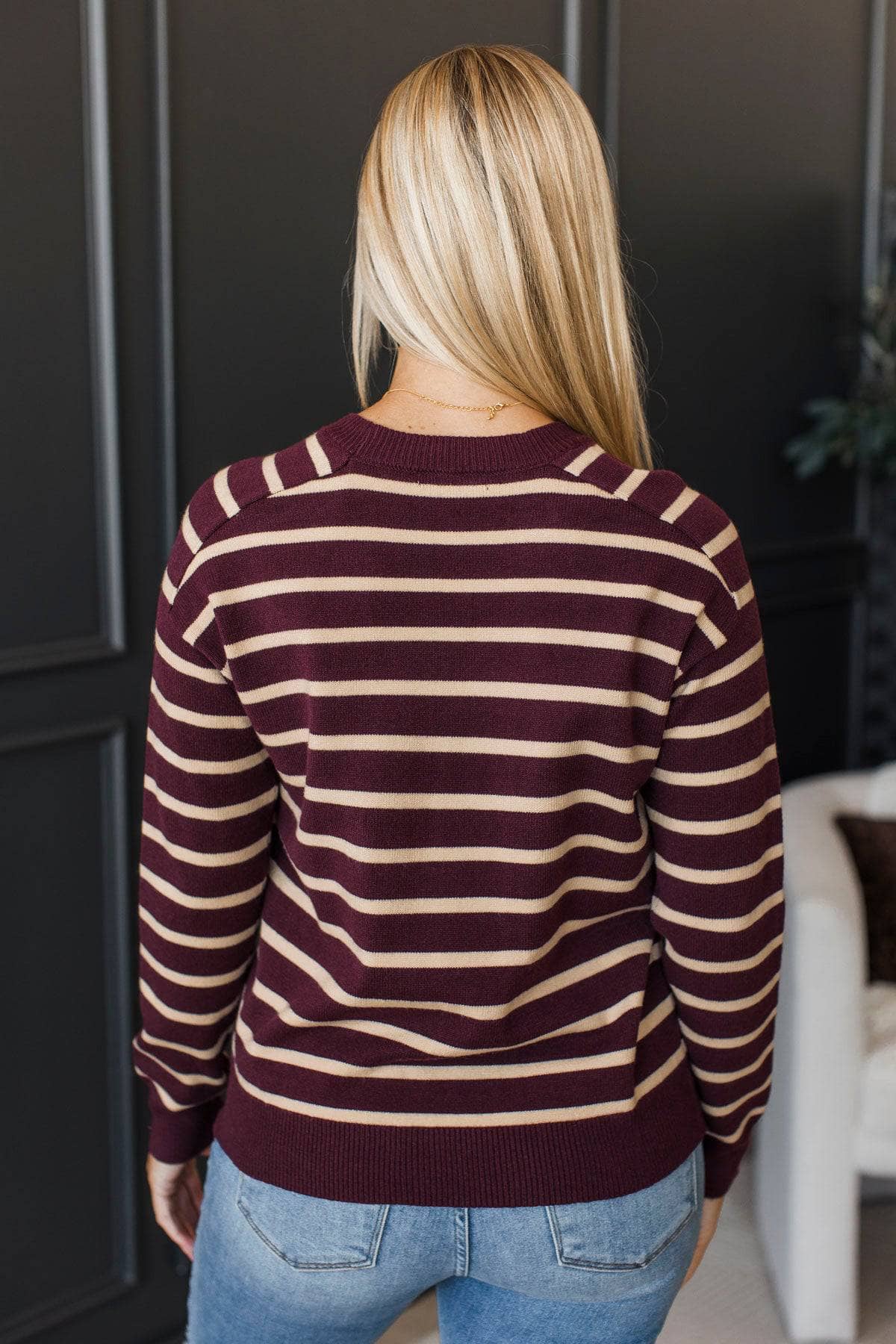 Great Memories Striped Knit Sweater- Dark Plum - Image 8