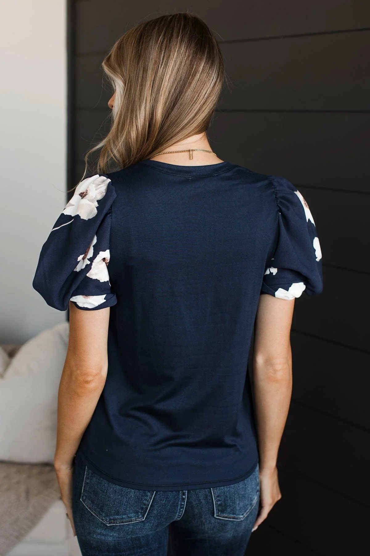 Great News Puff Sleeve Top- Dark Navy - Image 9