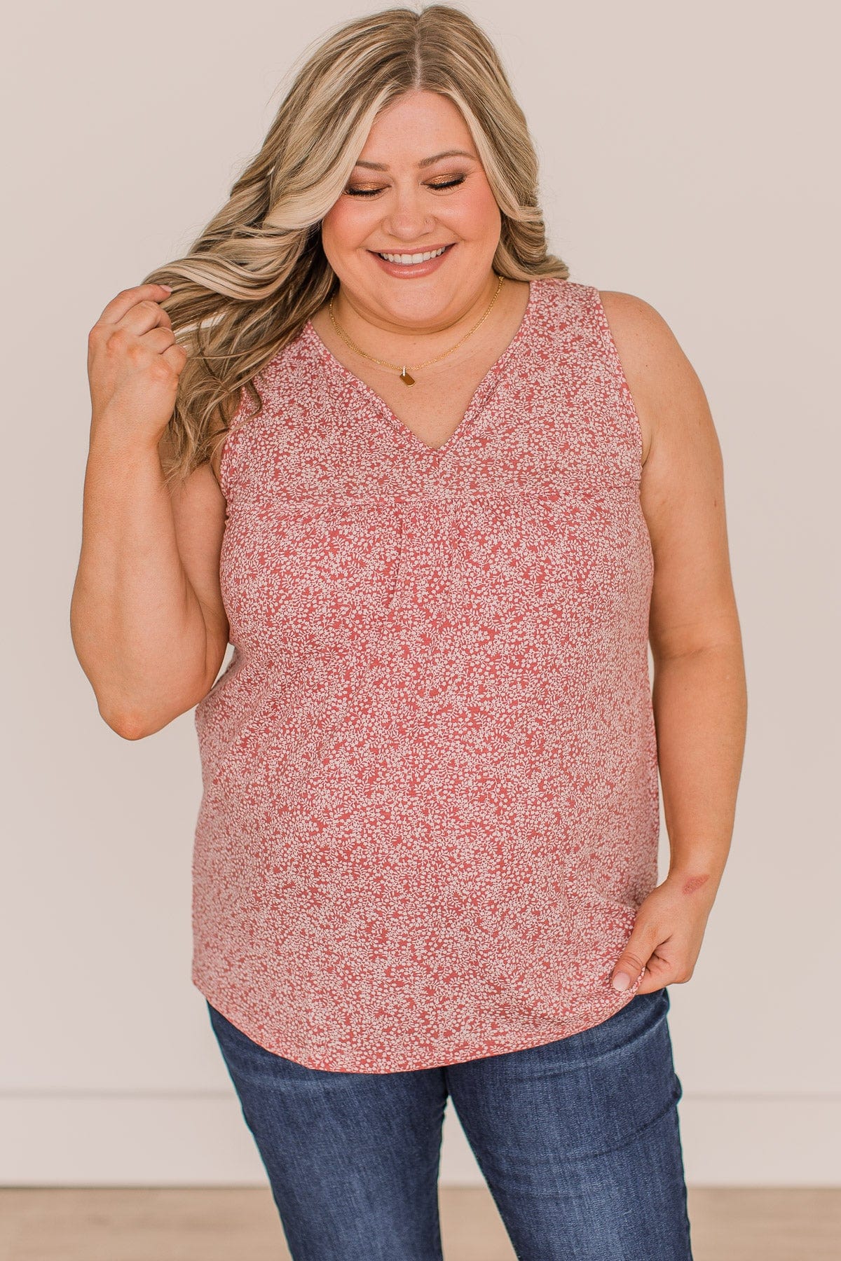 Greater Than This Floral Tank Top- Marsala - Image 3