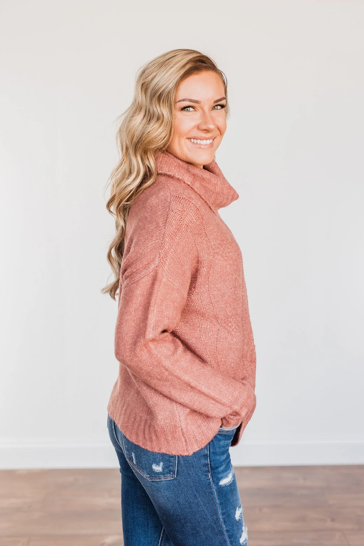 Greatest Blessings Knit Cowl Neck Sweater- Mauve - Image 10