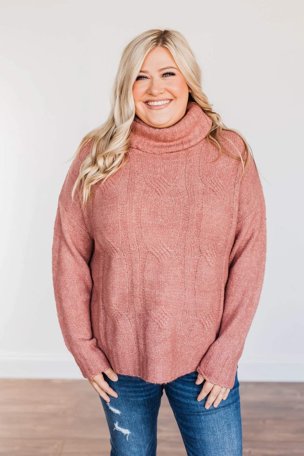 Greatest Blessings Knit Cowl Neck Sweater- Mauve - Image 4