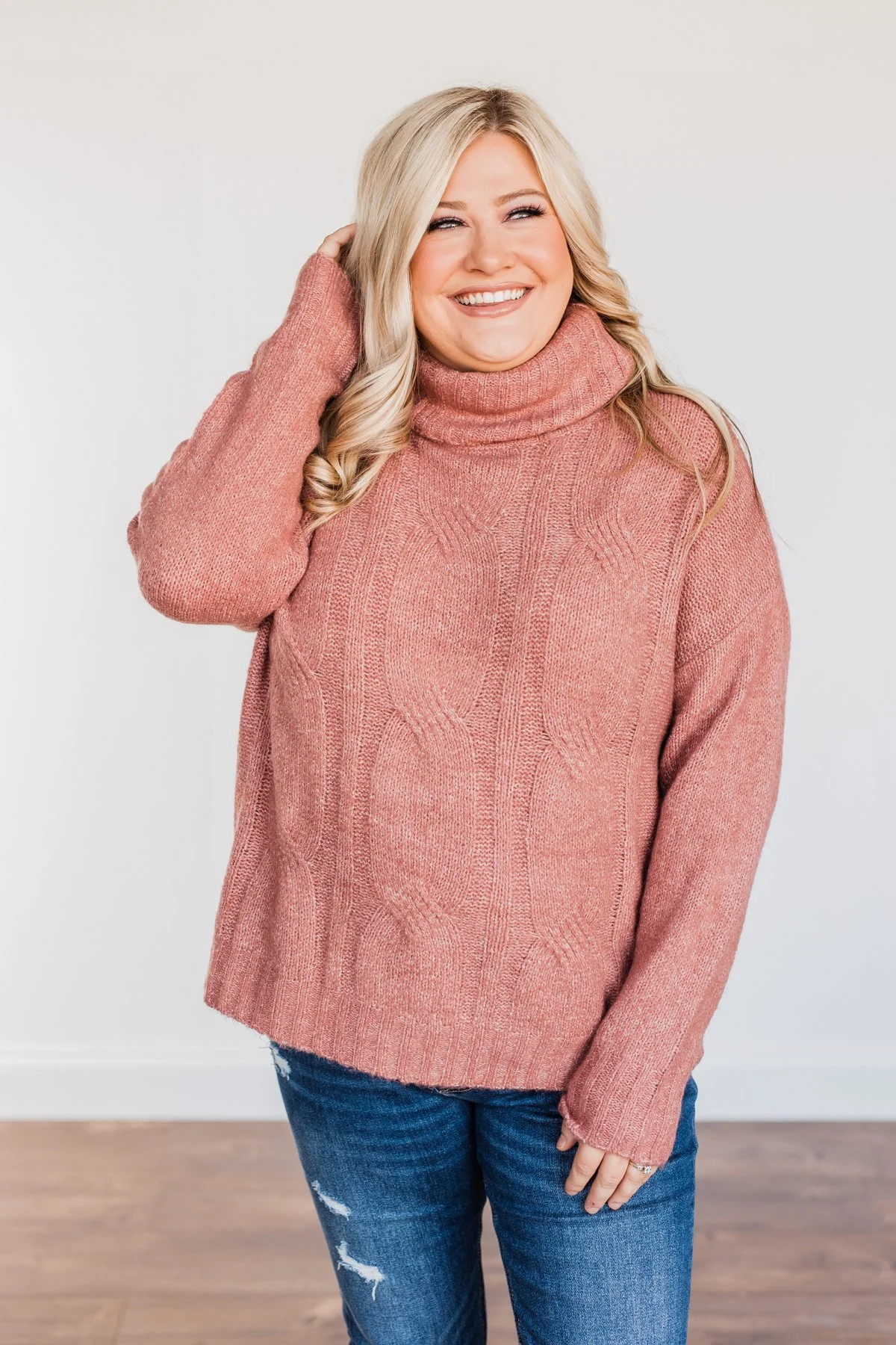 Greatest Blessings Knit Cowl Neck Sweater- Mauve - Image 7