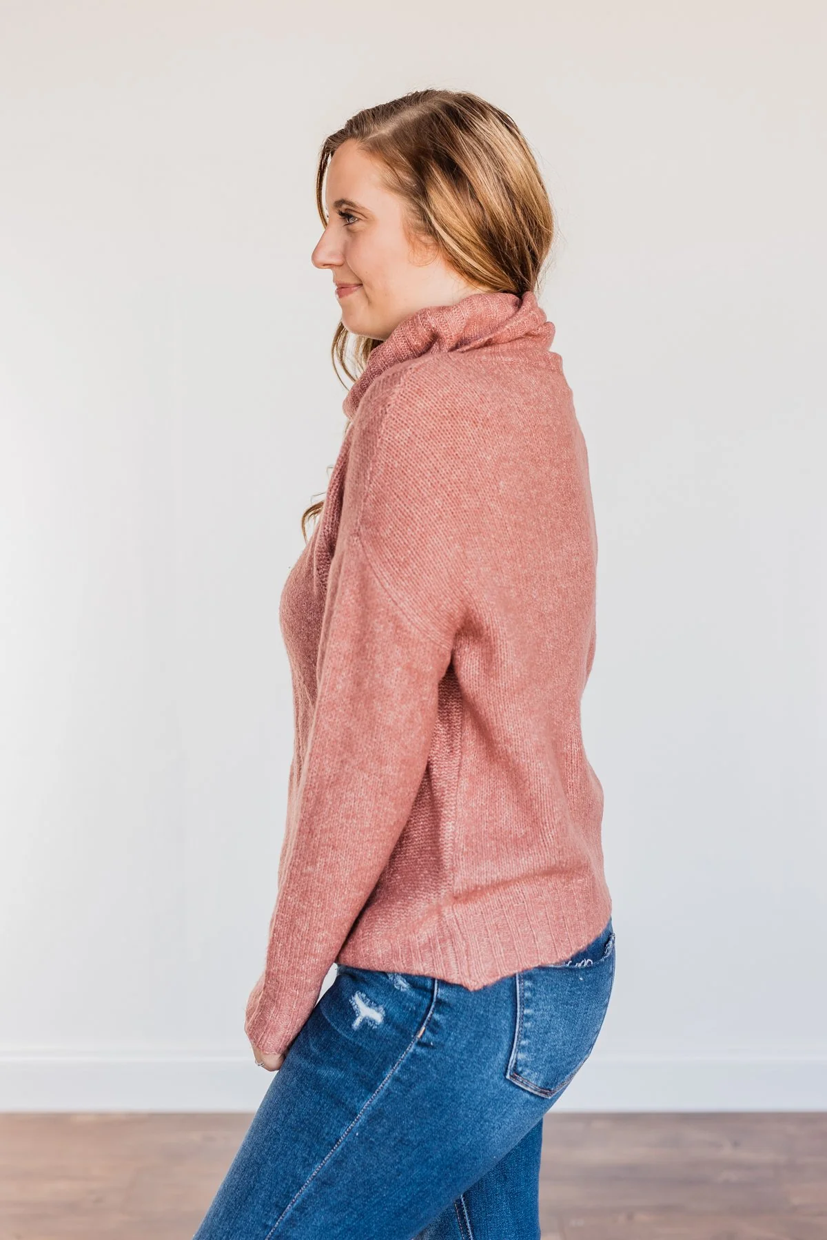 Greatest Blessings Knit Cowl Neck Sweater- Mauve - Image 9