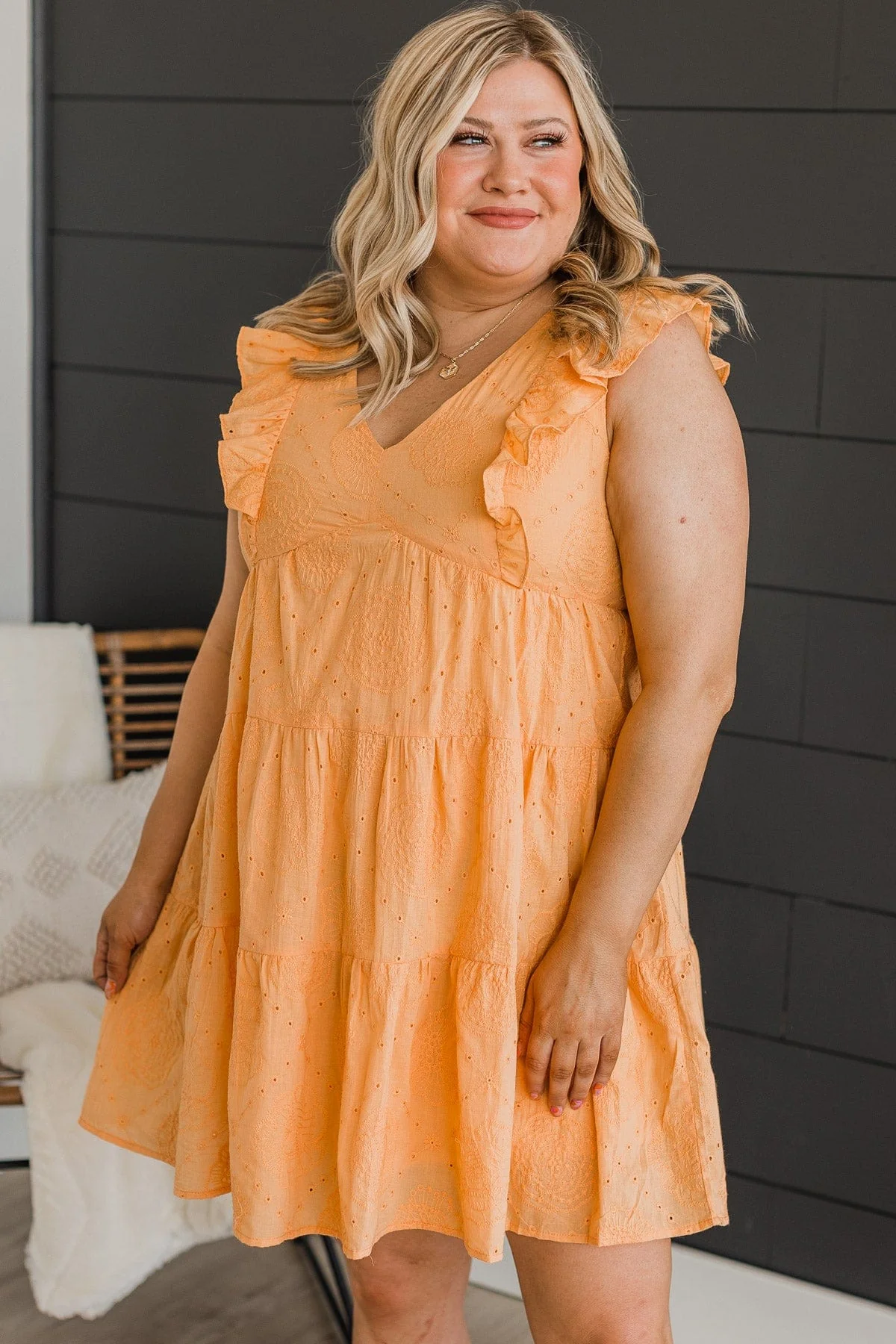Greatest Feeling Tiered Dress- Sherbet - Image 3