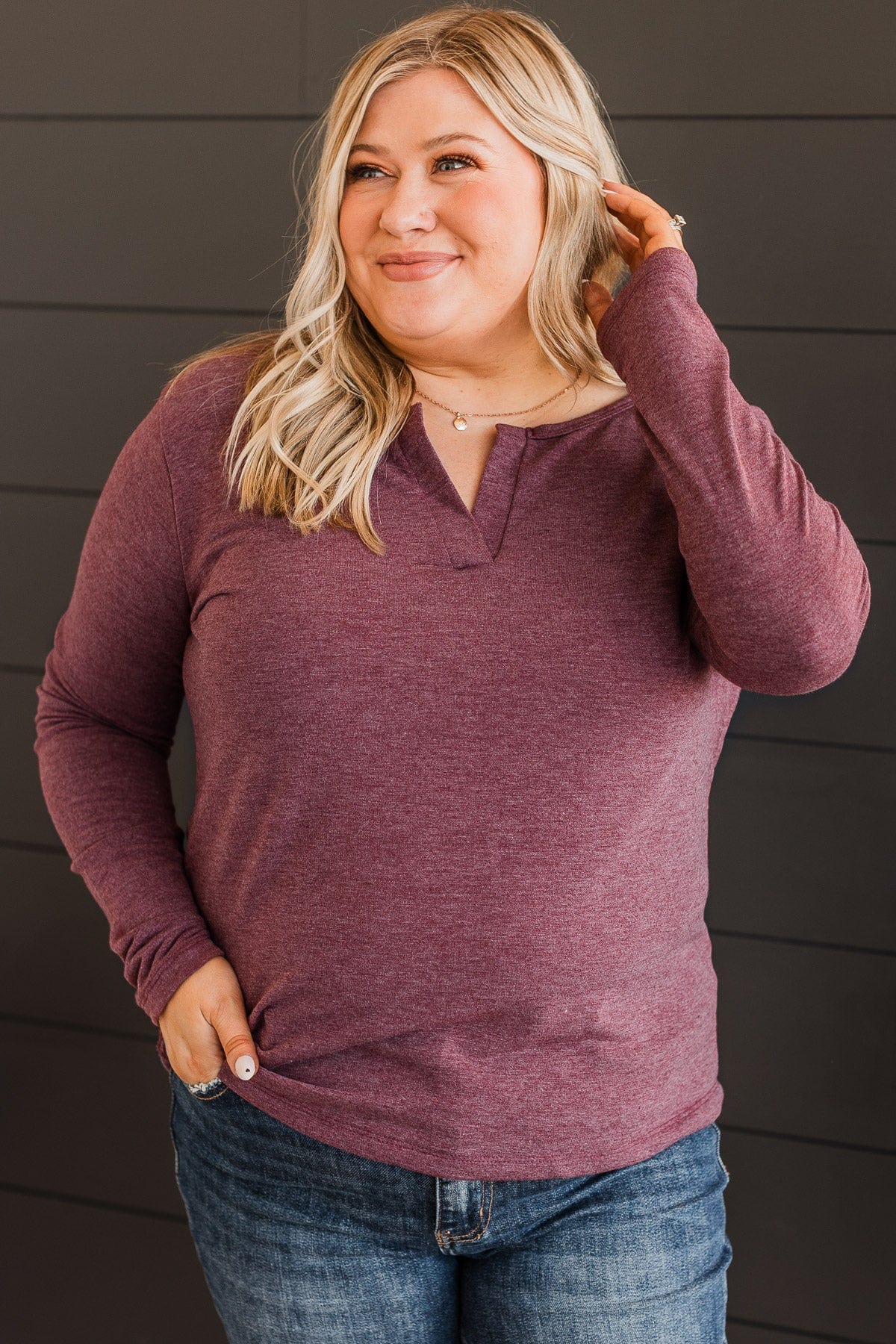 Greatest Opportunity Knit Top- Burgundy - Image 3