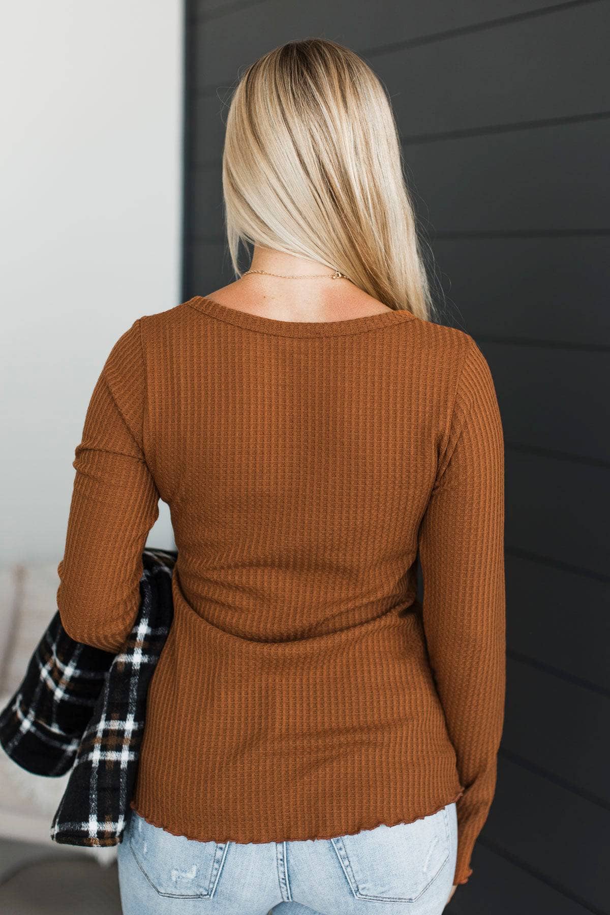 Greatness Awaits Waffle Knit Top- Orange Rust - Image 8