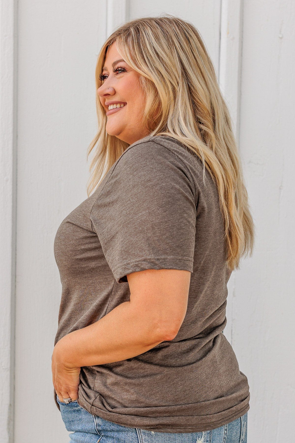 Greeting The Season "Hello Fall" Graphic Tee- Dark Mocha - Image 10