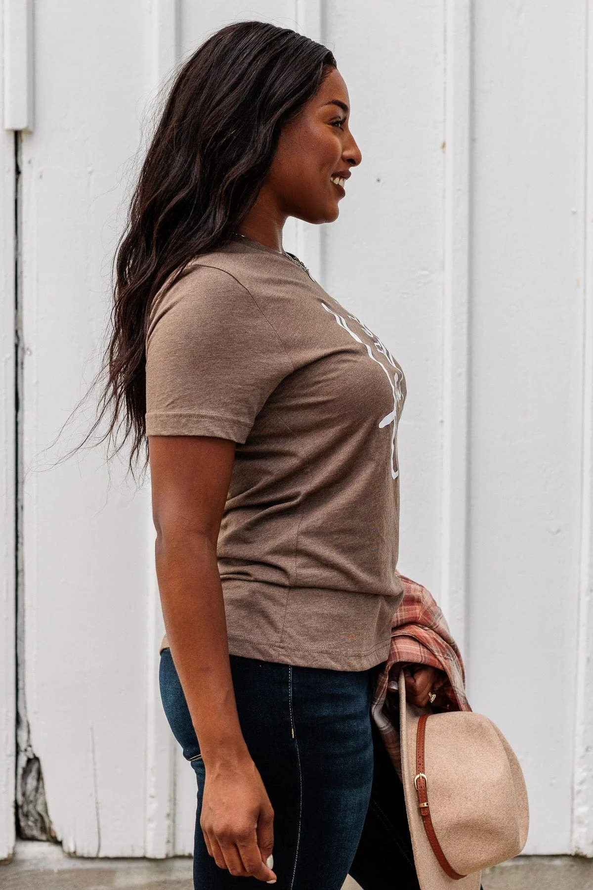 Greeting The Season "Hello Fall" Graphic Tee- Dark Mocha - Image 9