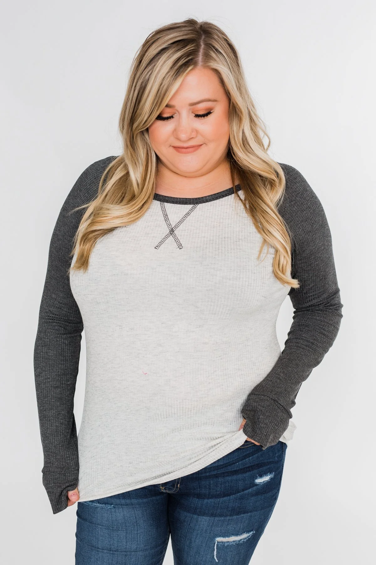 Greetings to You Ribbed Top- Grey - Image 10