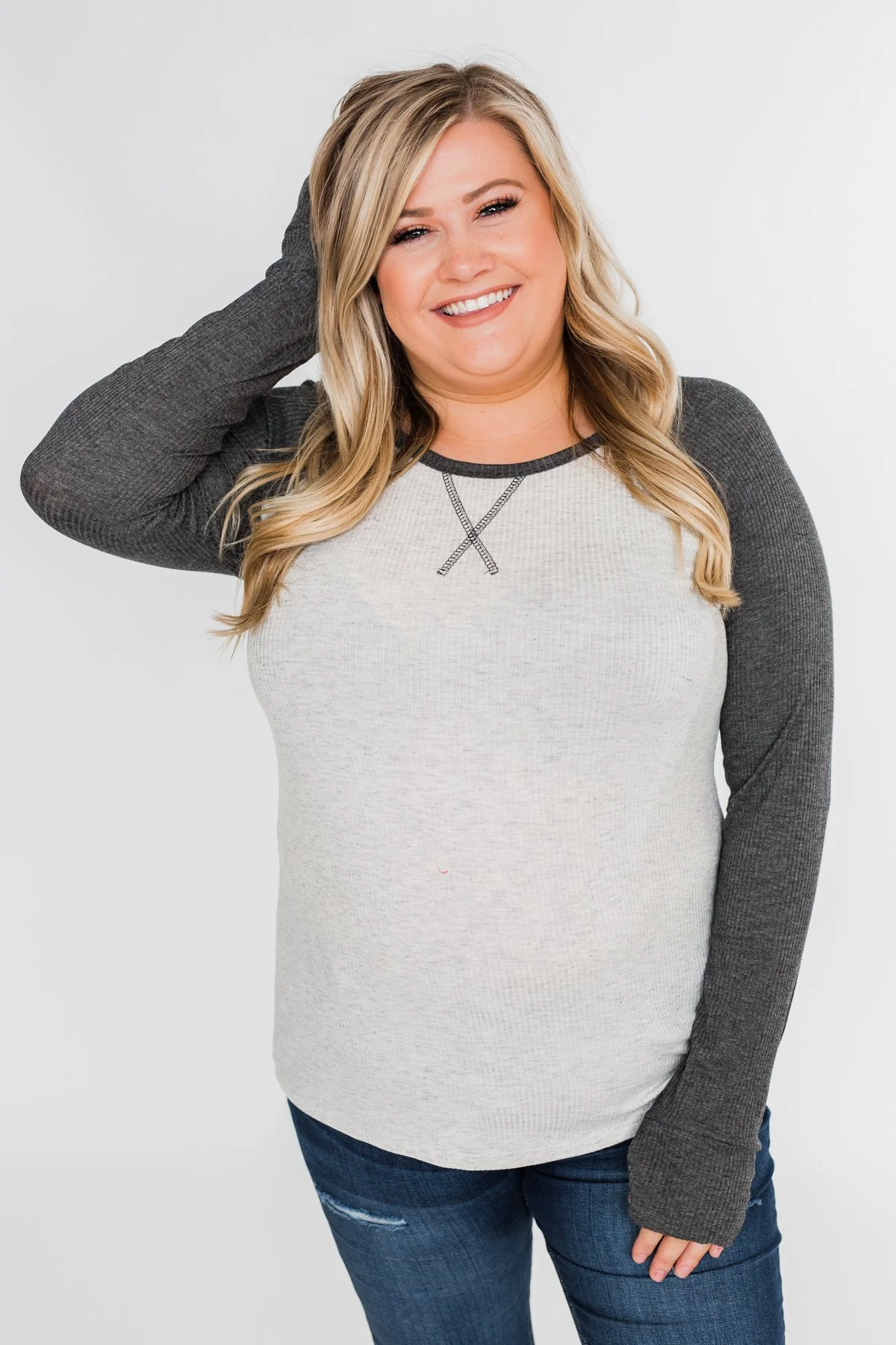 Greetings to You Ribbed Top- Grey - Image 12