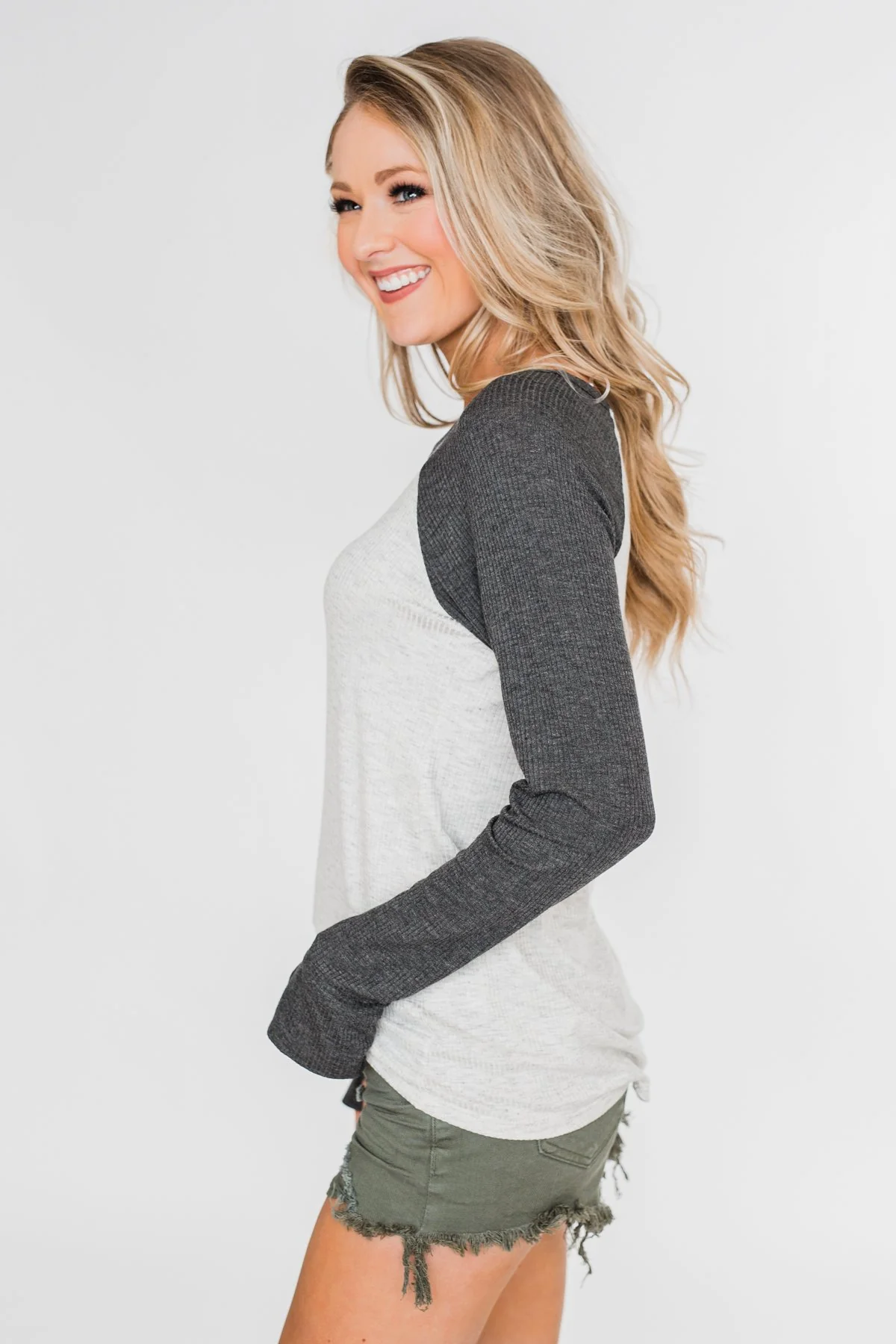 Greetings to You Ribbed Top- Grey - Image 6