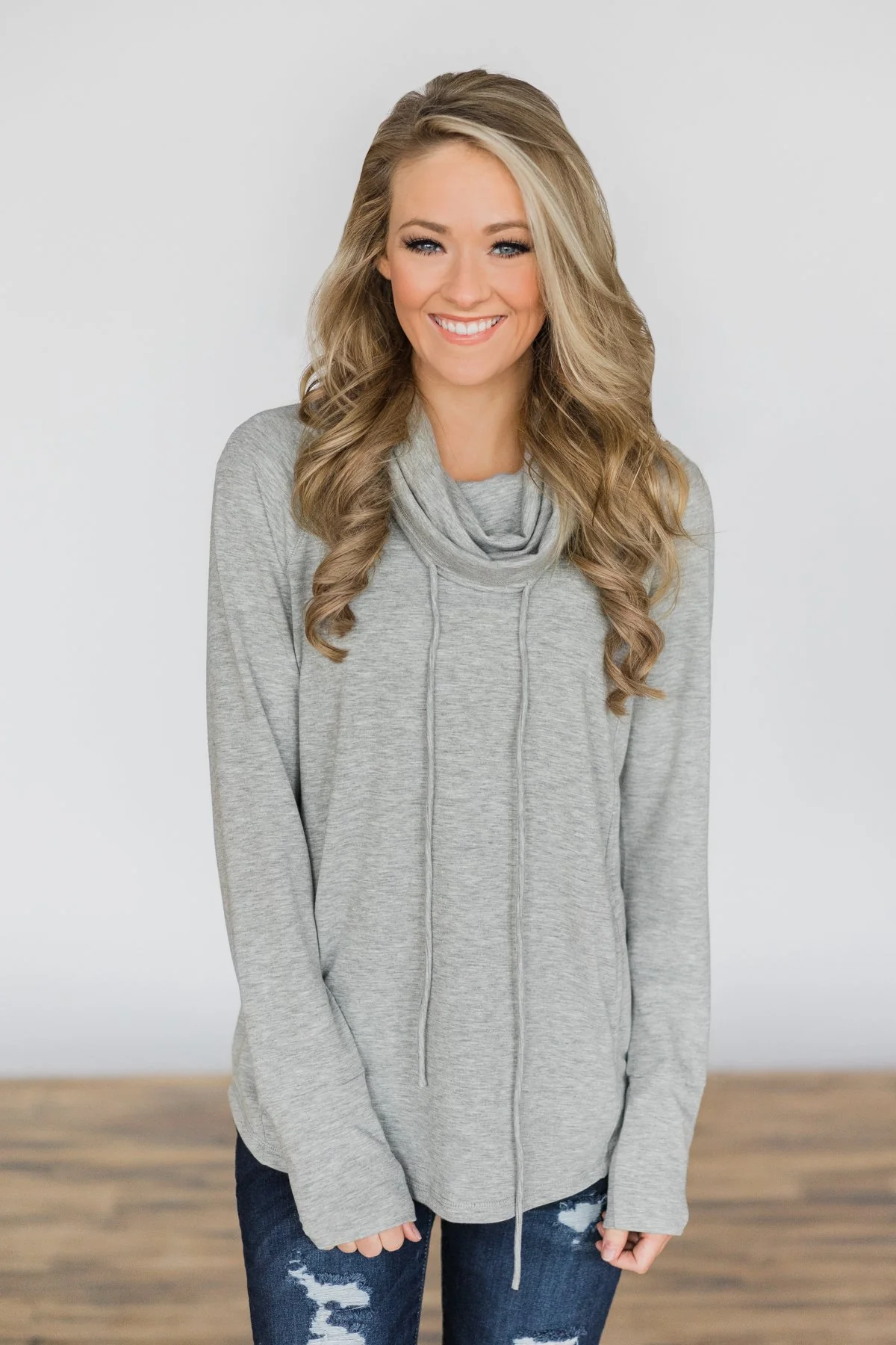 Grey Cowl Neck Top - Image 2