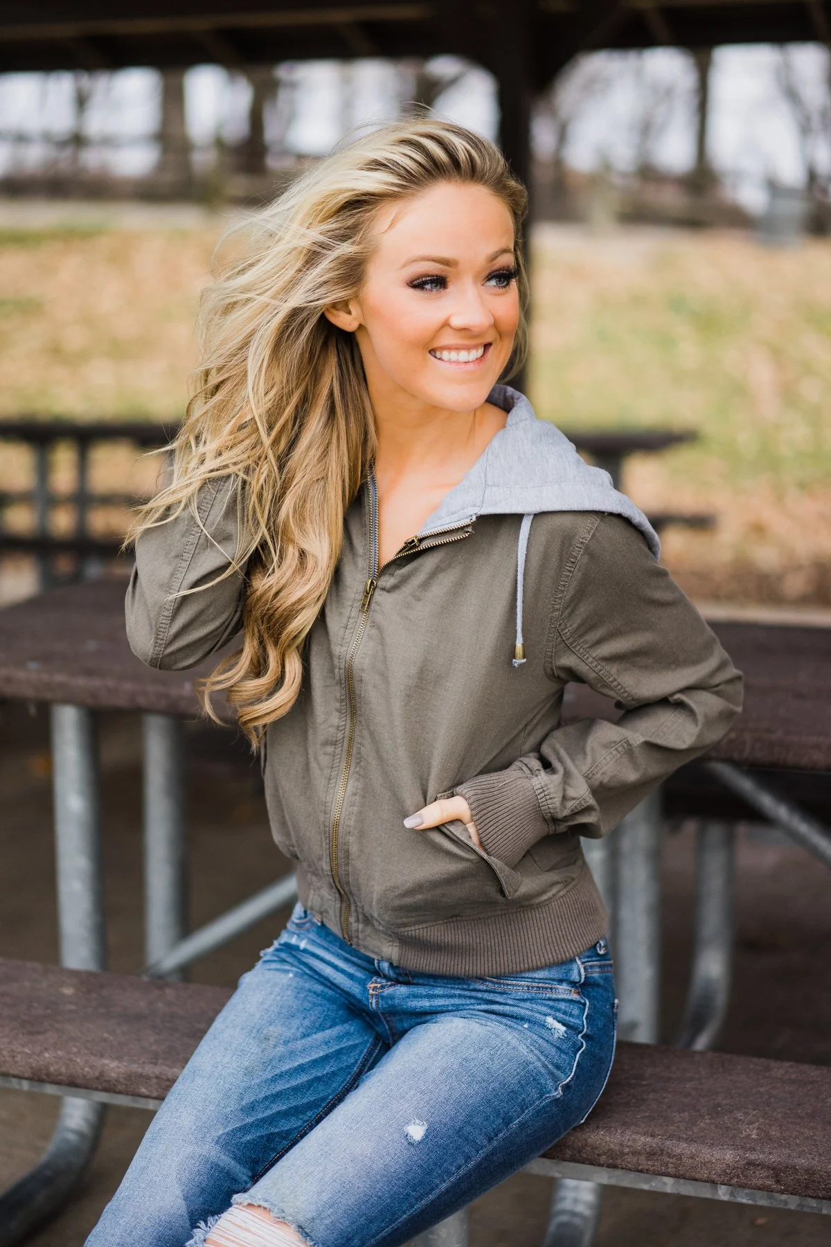 Grey Hooded Adventurer Bomber Jacket - Image 7