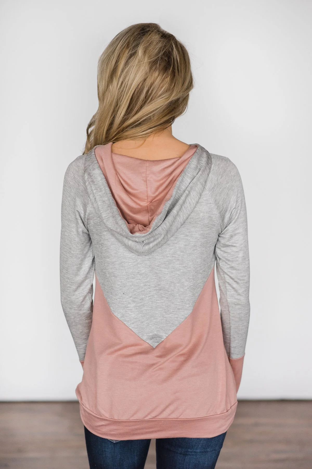 Grey & Pink Colorblock Hoodie - Image 5