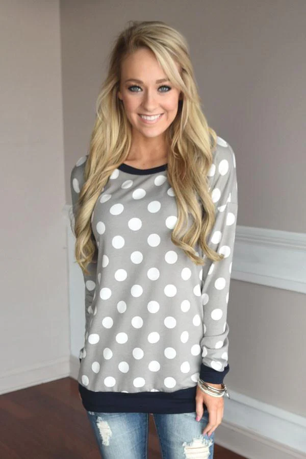 Grey Polka Dot Top - Image 3