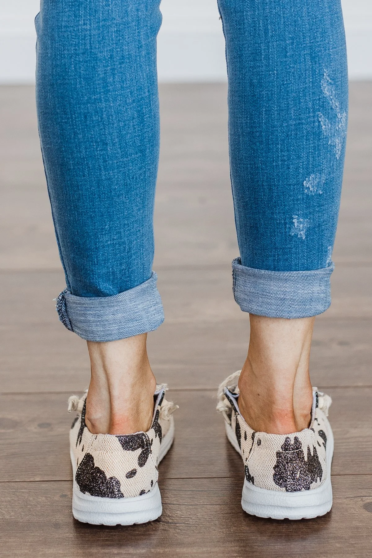 Gypsy Jazz Sparkly Cow Sneakers- Cream & Black - Image 3