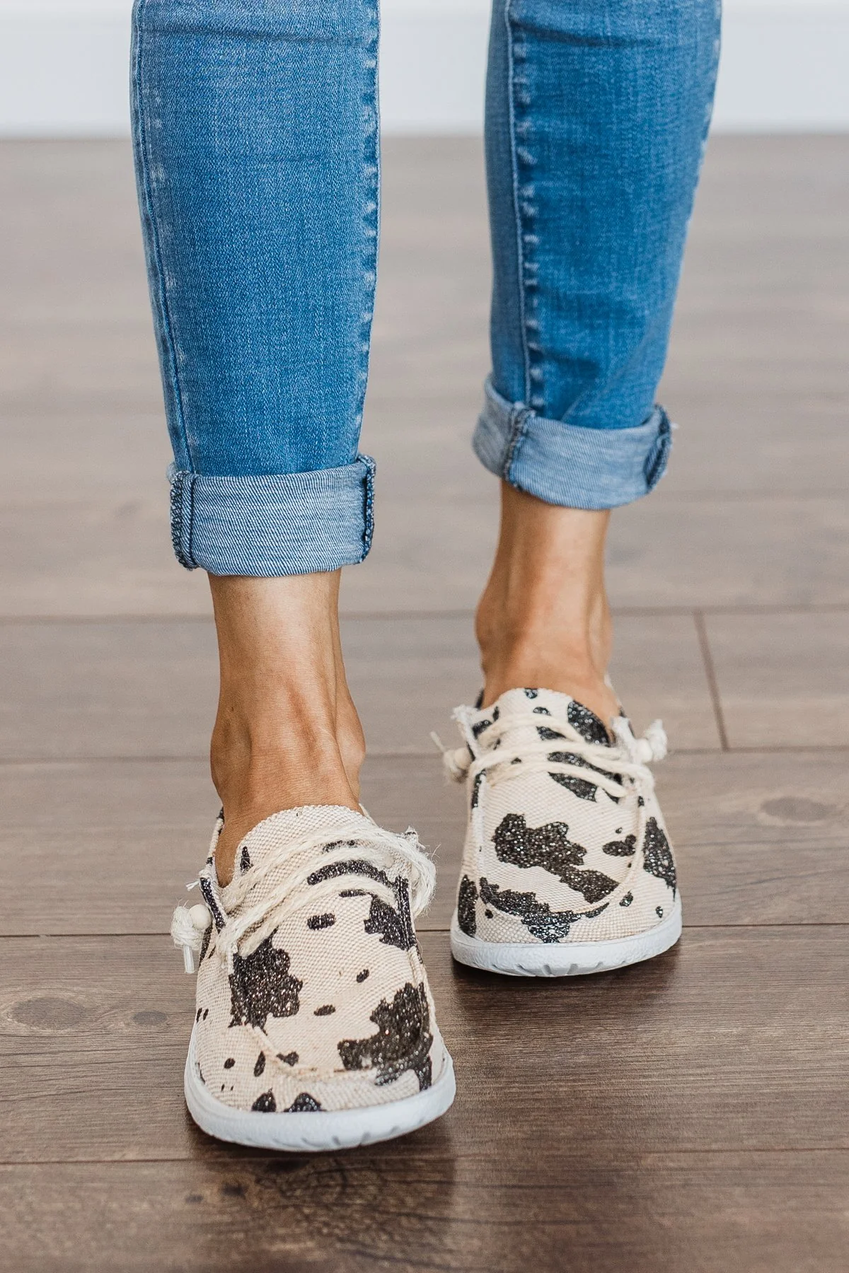 Gypsy Jazz Sparkly Cow Sneakers- Cream & Black - Image 4