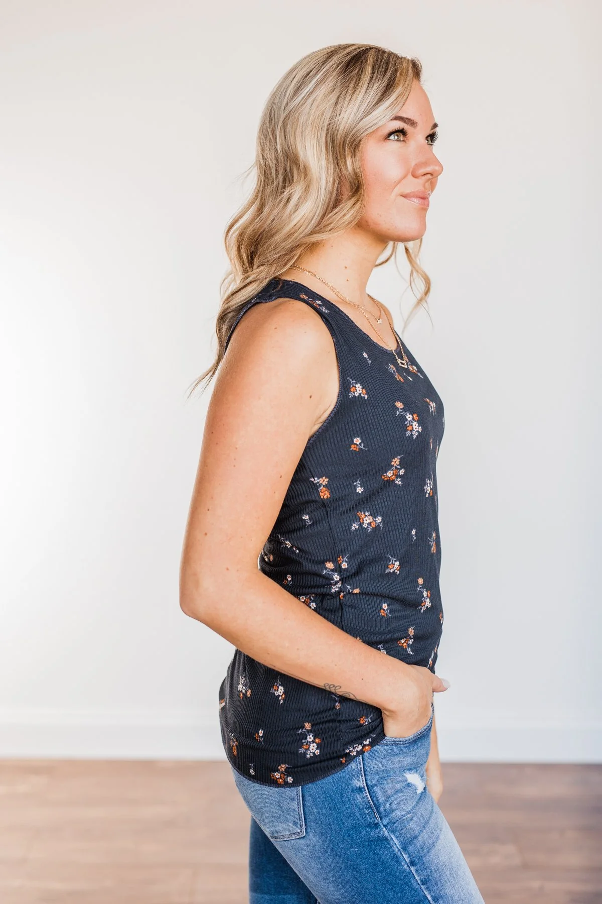 Had Me At Hello Floral Tank Top- Navy - Image 10