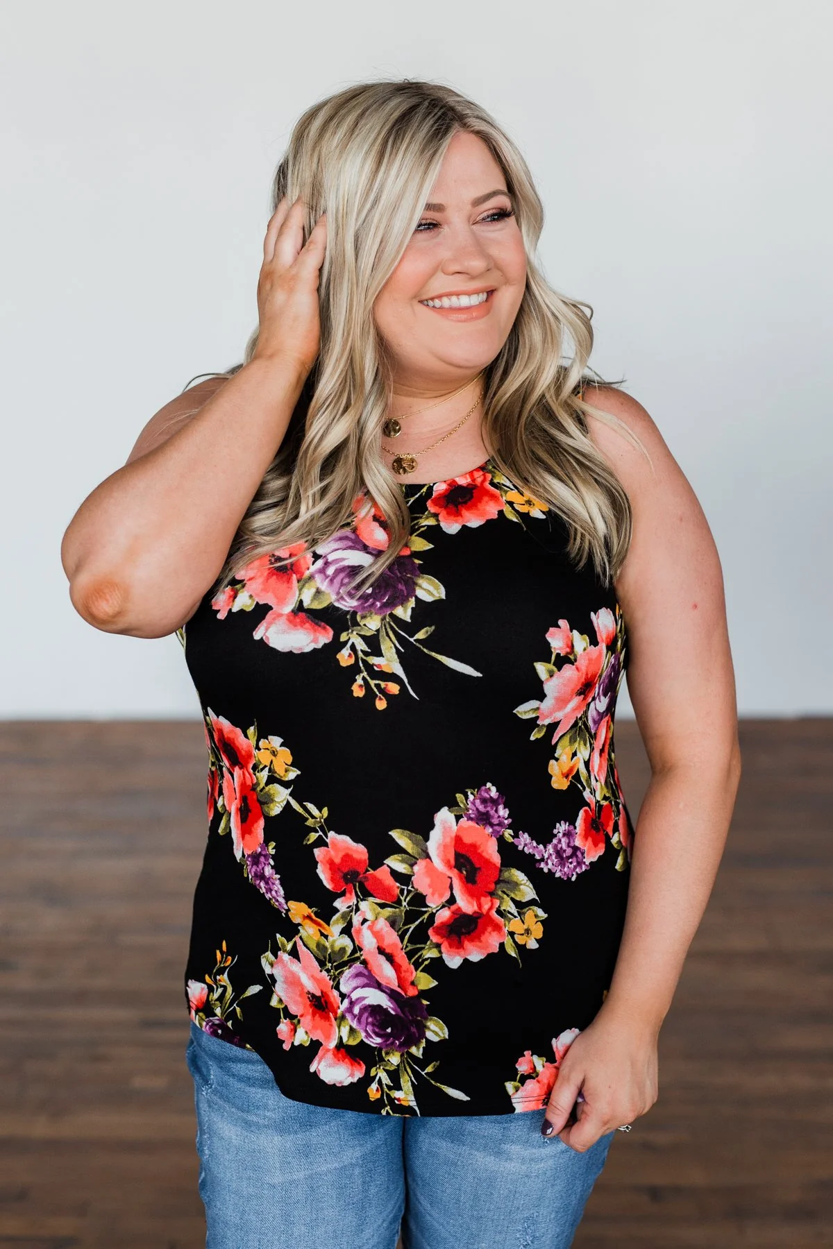 Had My Heart Lightweight Floral Tank Top- Black - Image 15