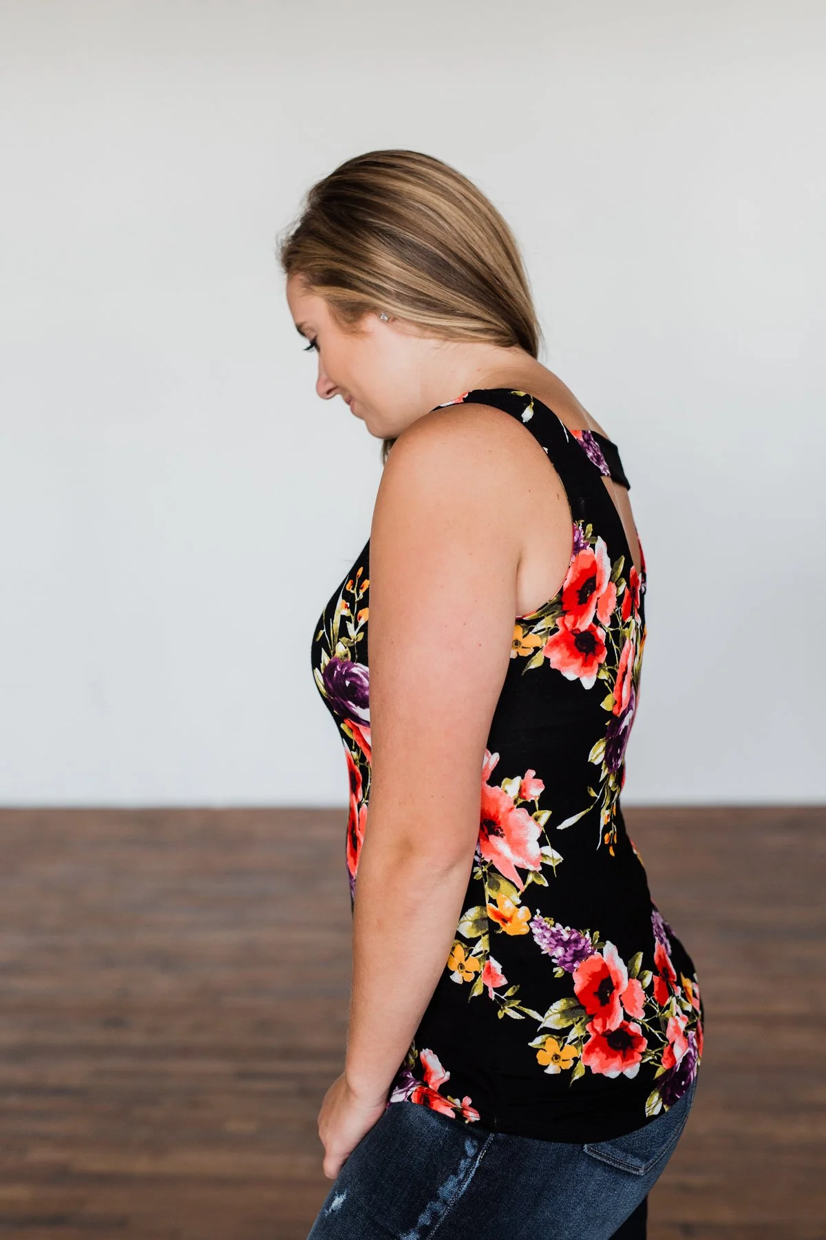Had My Heart Lightweight Floral Tank Top- Black - Image 16