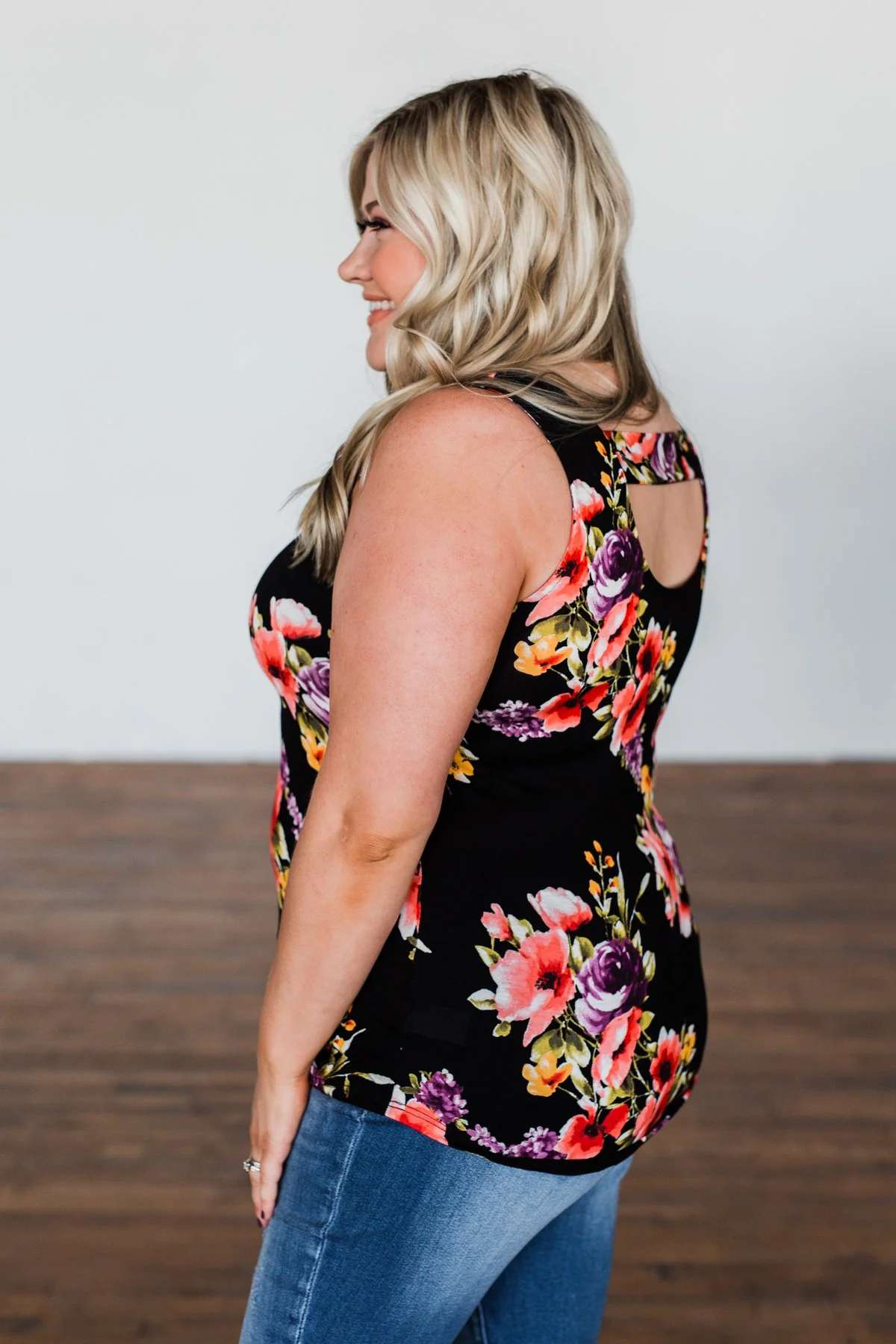 Had My Heart Lightweight Floral Tank Top- Black - Image 18