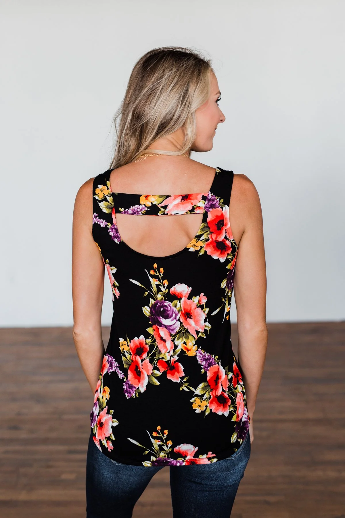 Had My Heart Lightweight Floral Tank Top- Black - Image 20