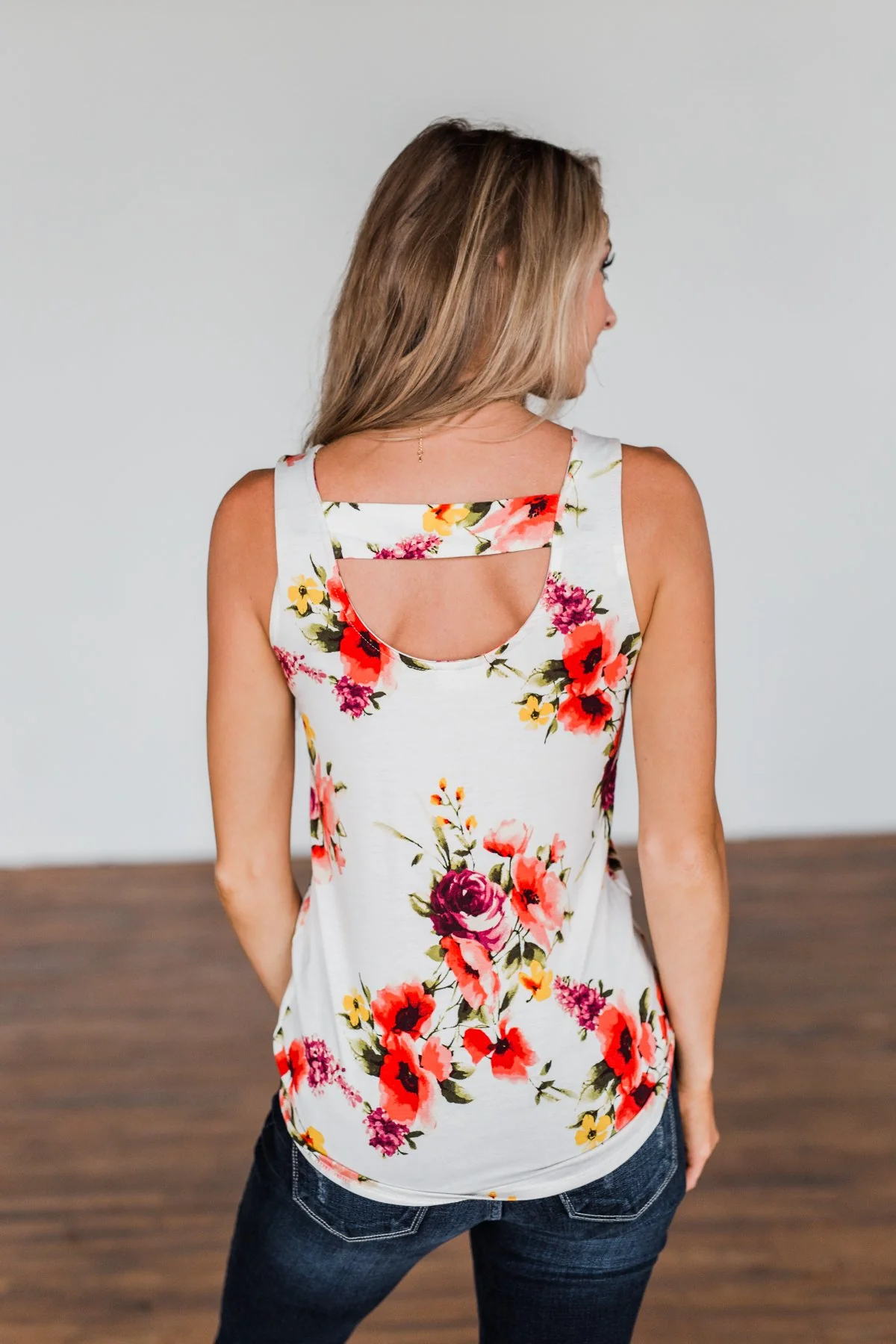 Had My Heart Lightweight Floral Tank Top- Ivory - Image 11