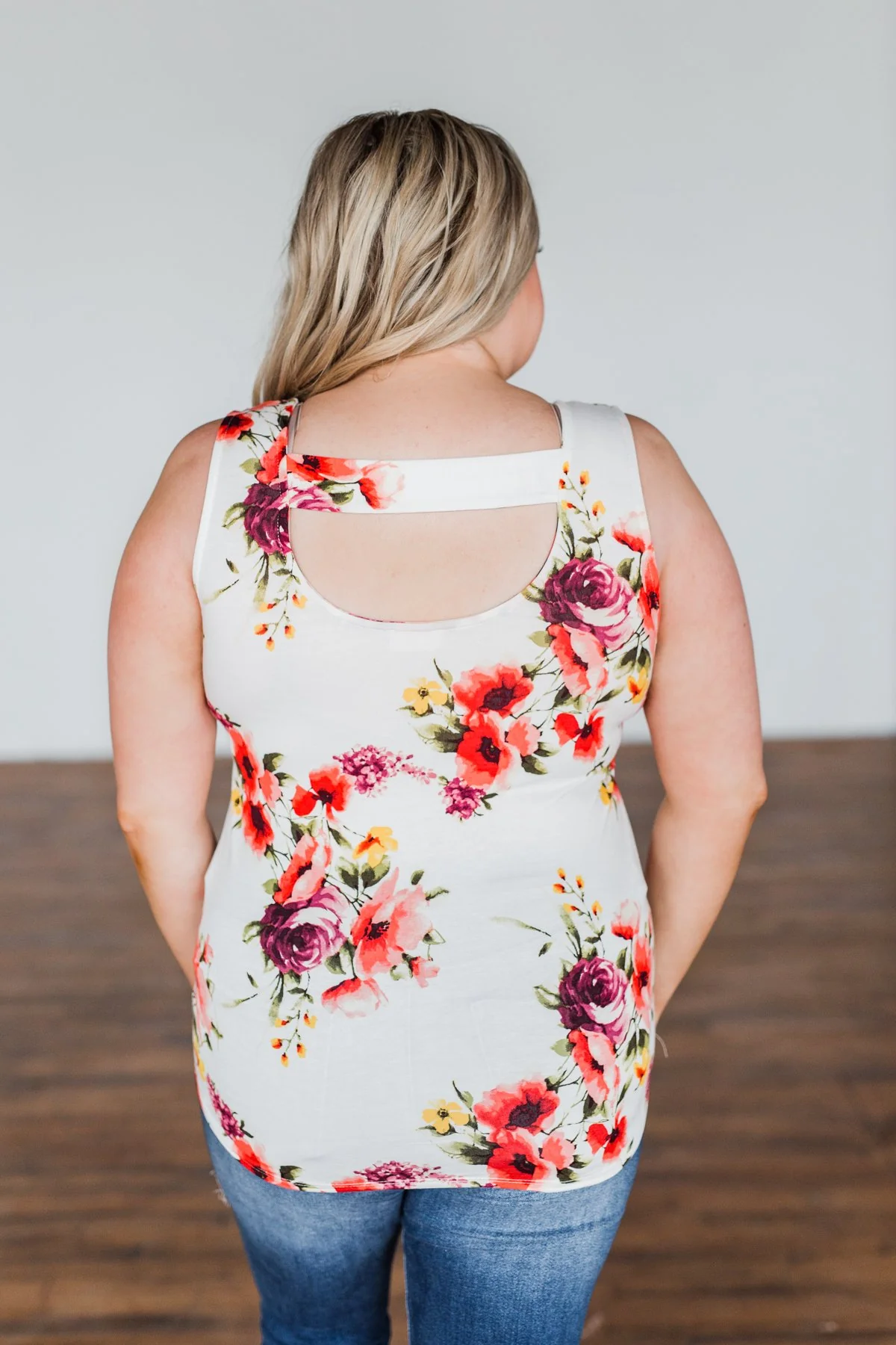 Had My Heart Lightweight Floral Tank Top- Ivory - Image 12
