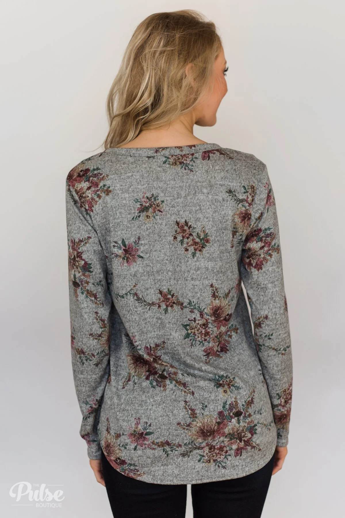 Hand Picked By You Floral Pullover Top- Heather Grey - Image 10