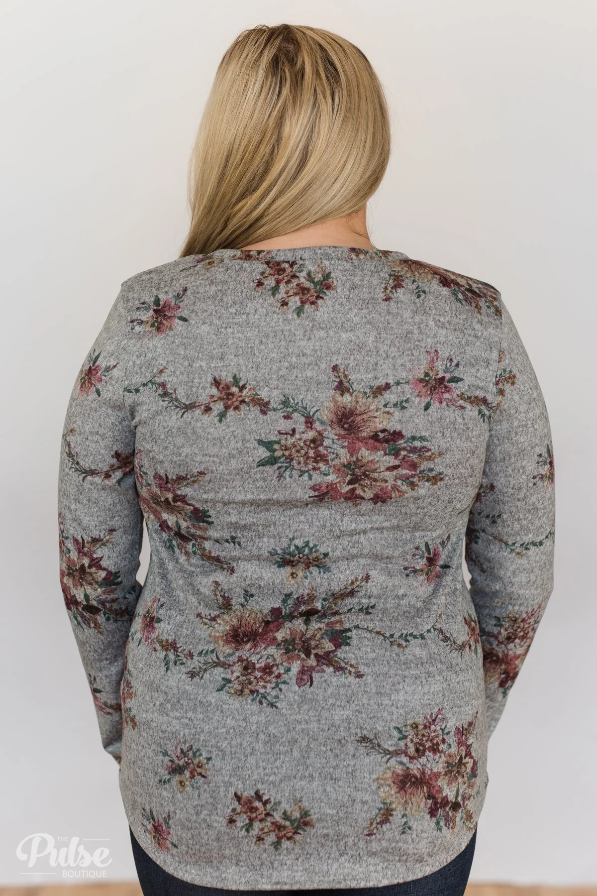Hand Picked By You Floral Pullover Top- Heather Grey - Image 14