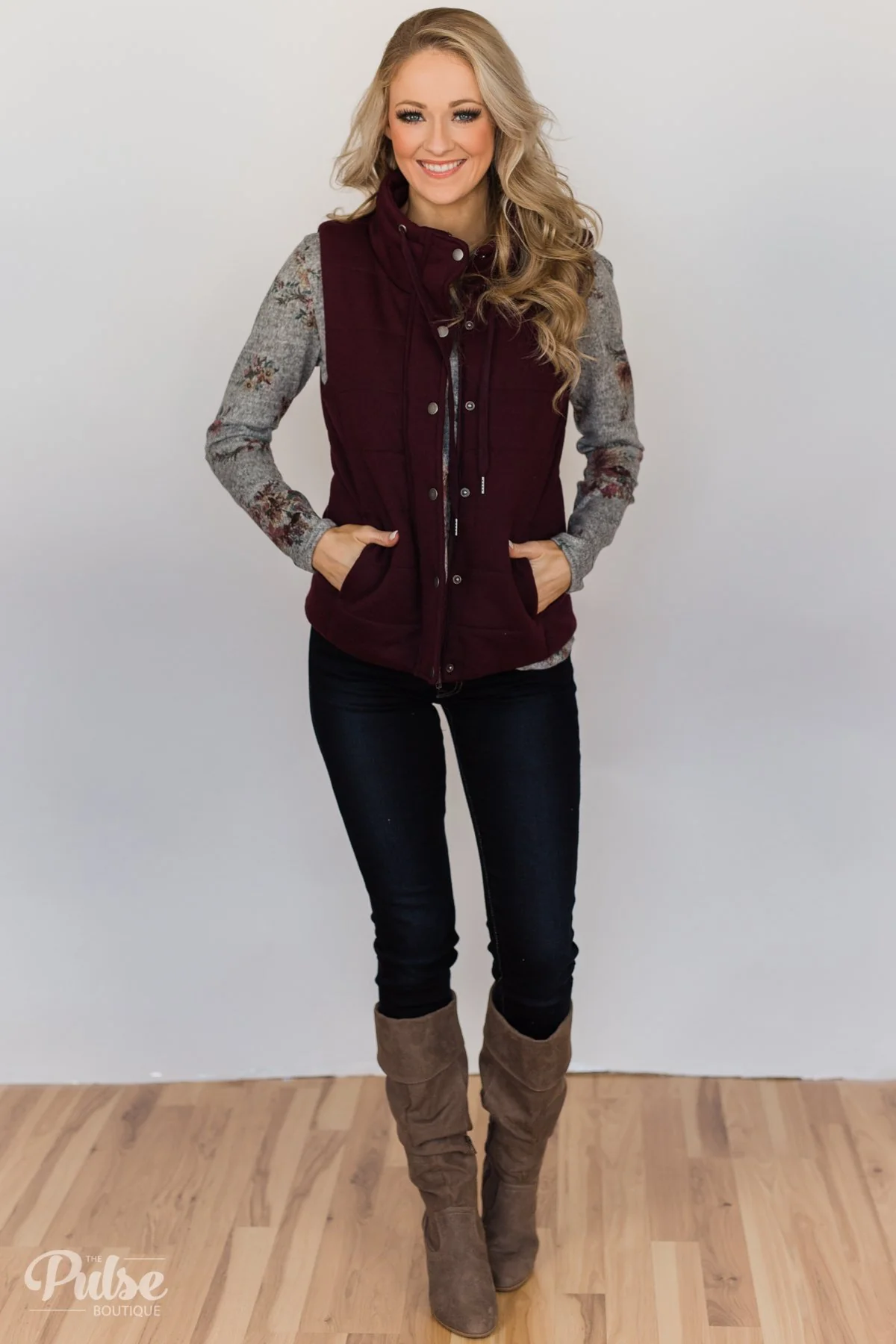 Hand Picked By You Floral Pullover Top- Heather Grey - Image 3