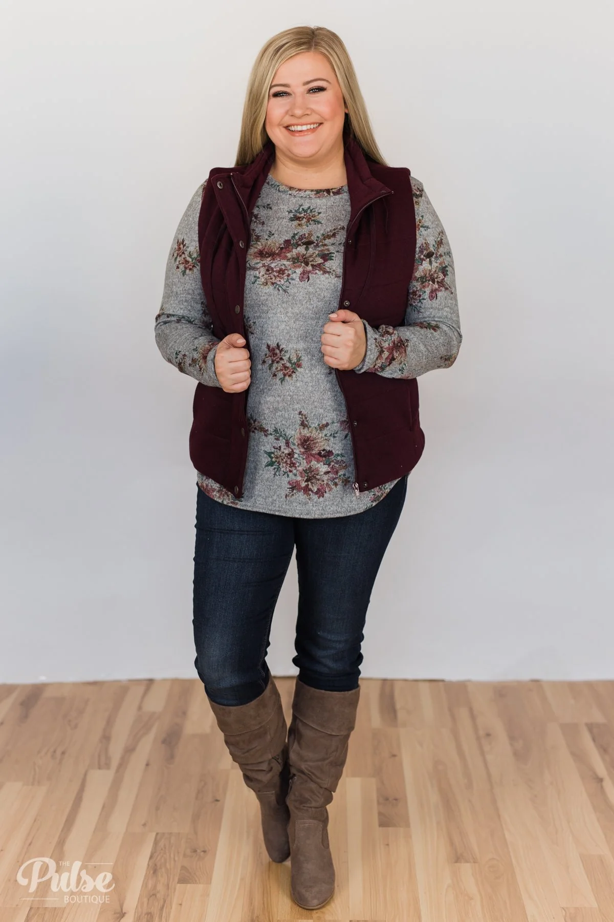 Hand Picked By You Floral Pullover Top- Heather Grey - Image 5