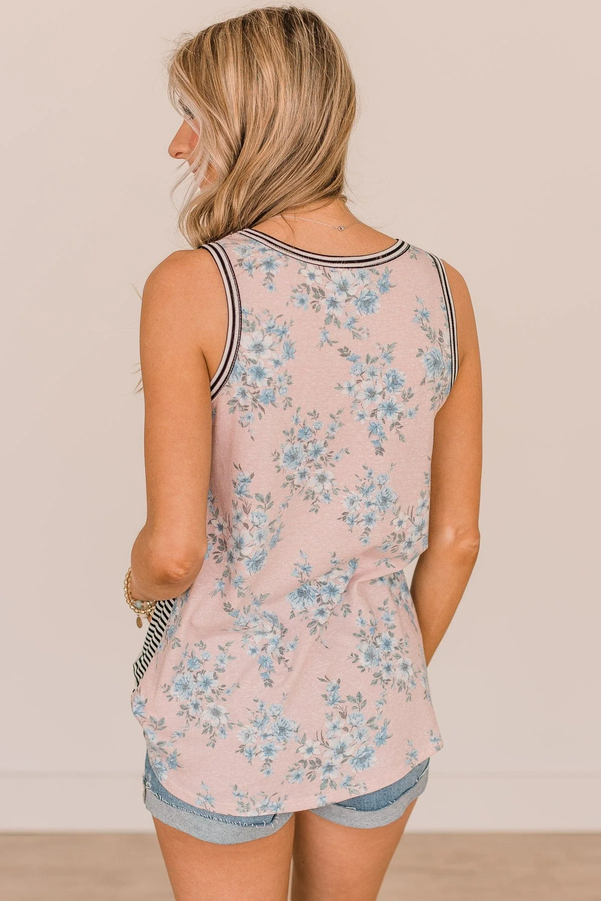 Hang On To Every Word Striped Tank Top- Blush - Image 7