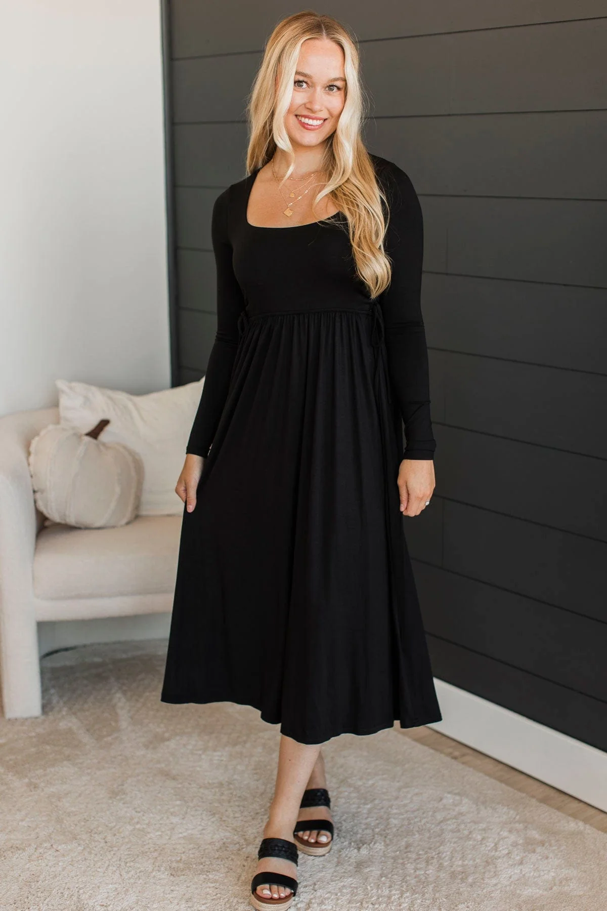 Hang The Moon Midi Dress- Black - Image 2