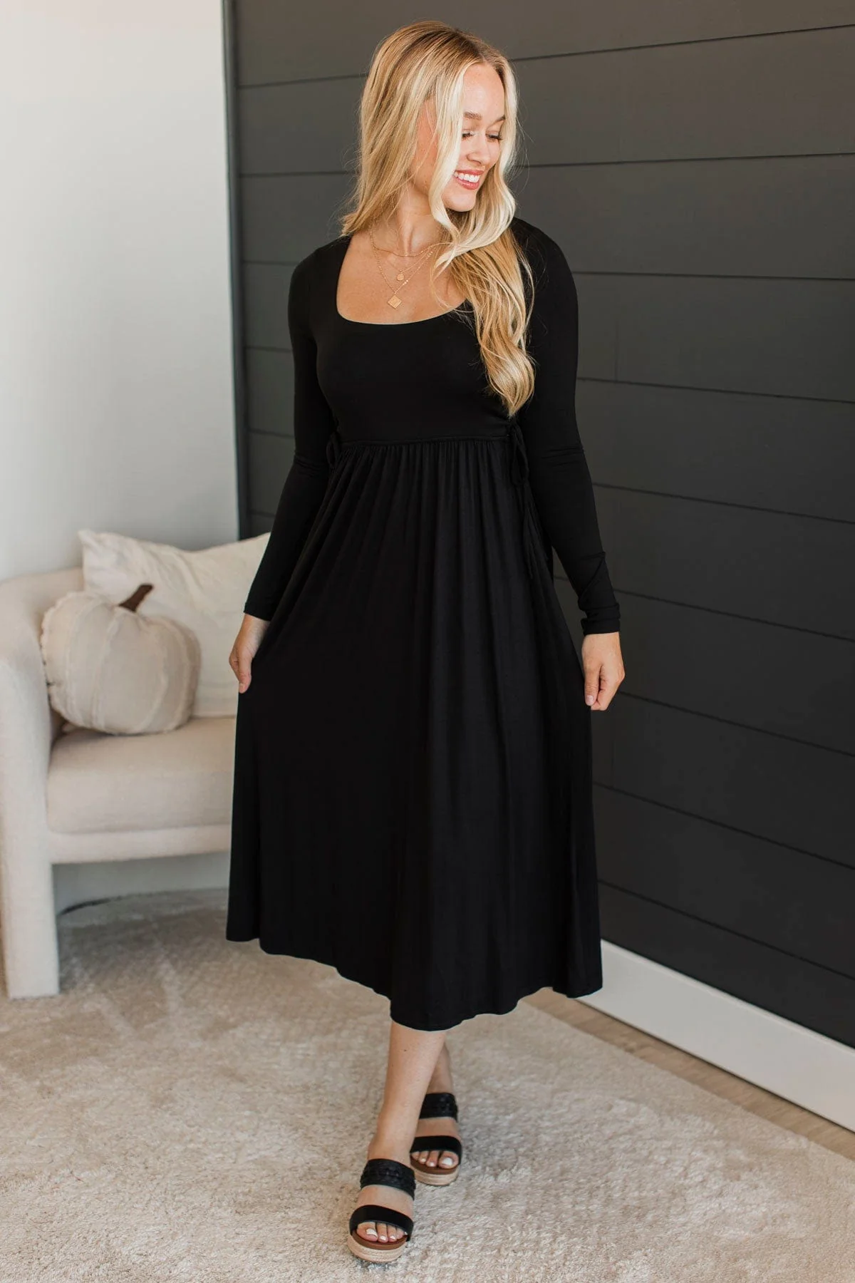 Hang The Moon Midi Dress- Black - Image 5