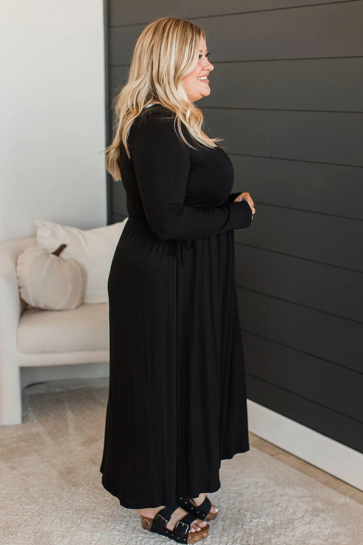 Hang The Moon Midi Dress- Black - Image 6