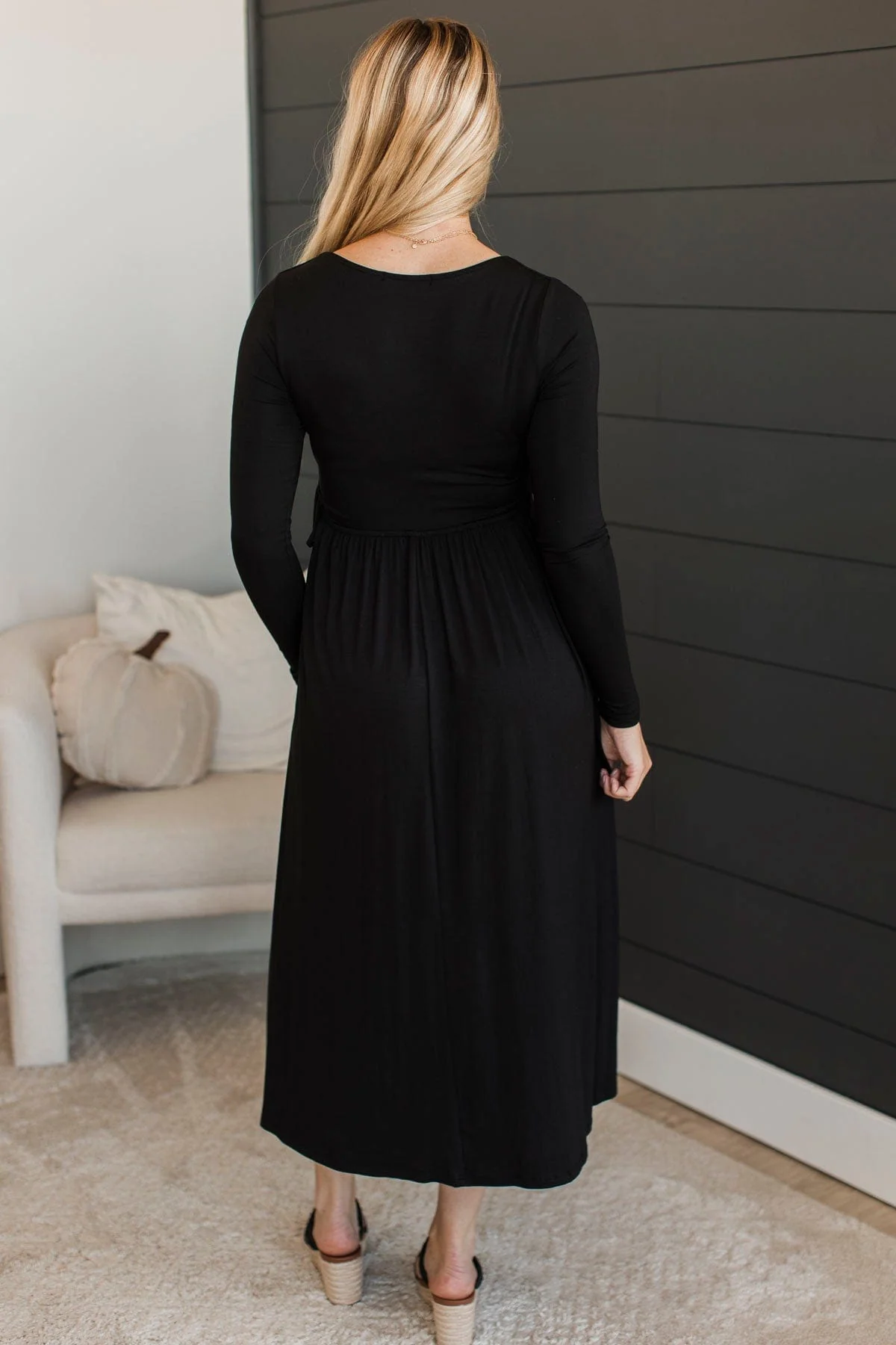 Hang The Moon Midi Dress- Black - Image 9