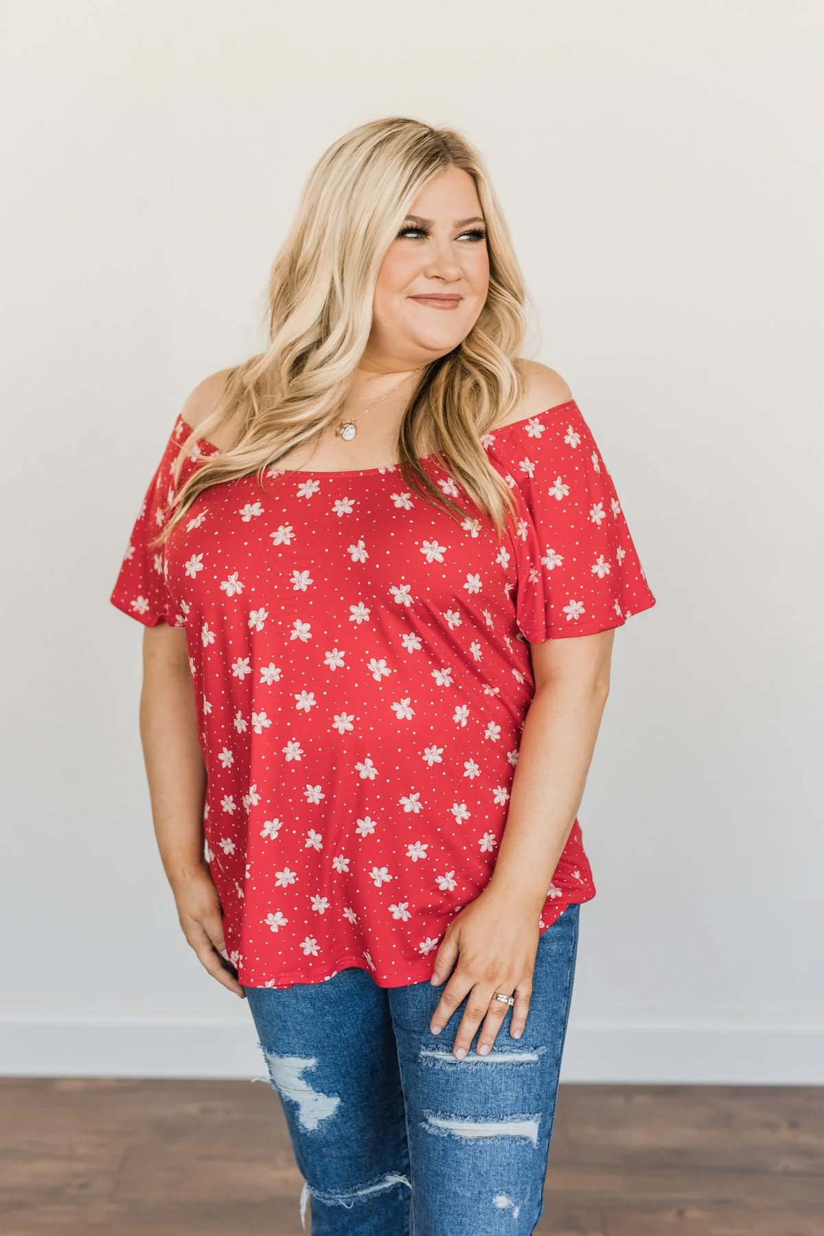 Happier Than Ever Floral Tie Top- Red - Image 7