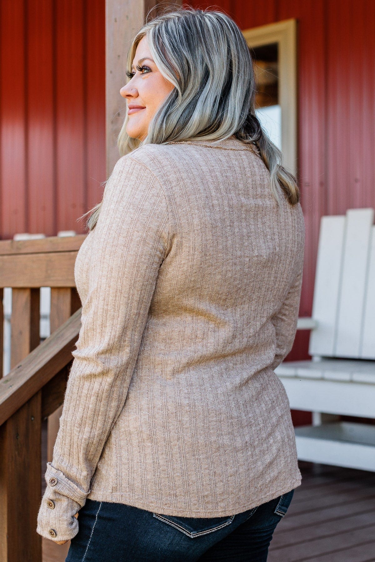 Happier Together Long Sleeve Knit Top- Light Taupe - Image 10