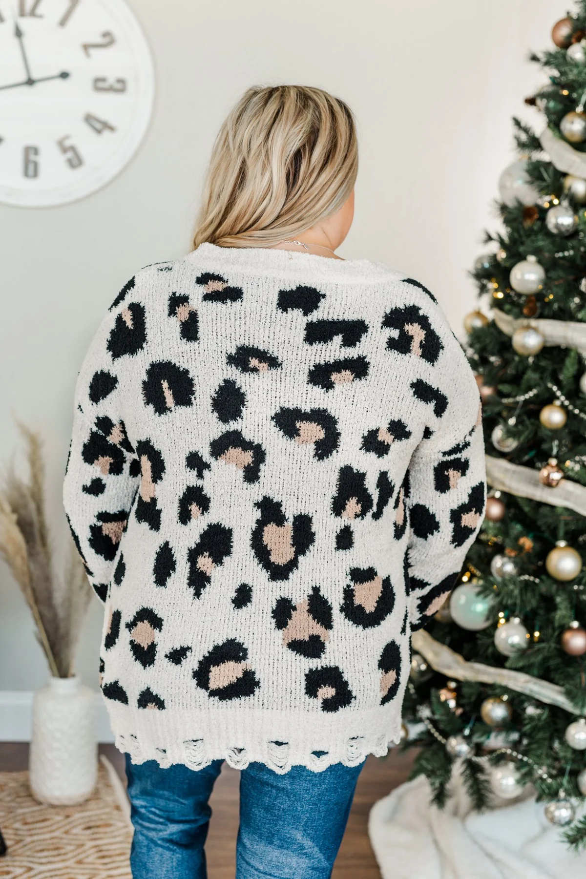 Happier With You Heavy Knit Cardigan- Leopard - Image 10