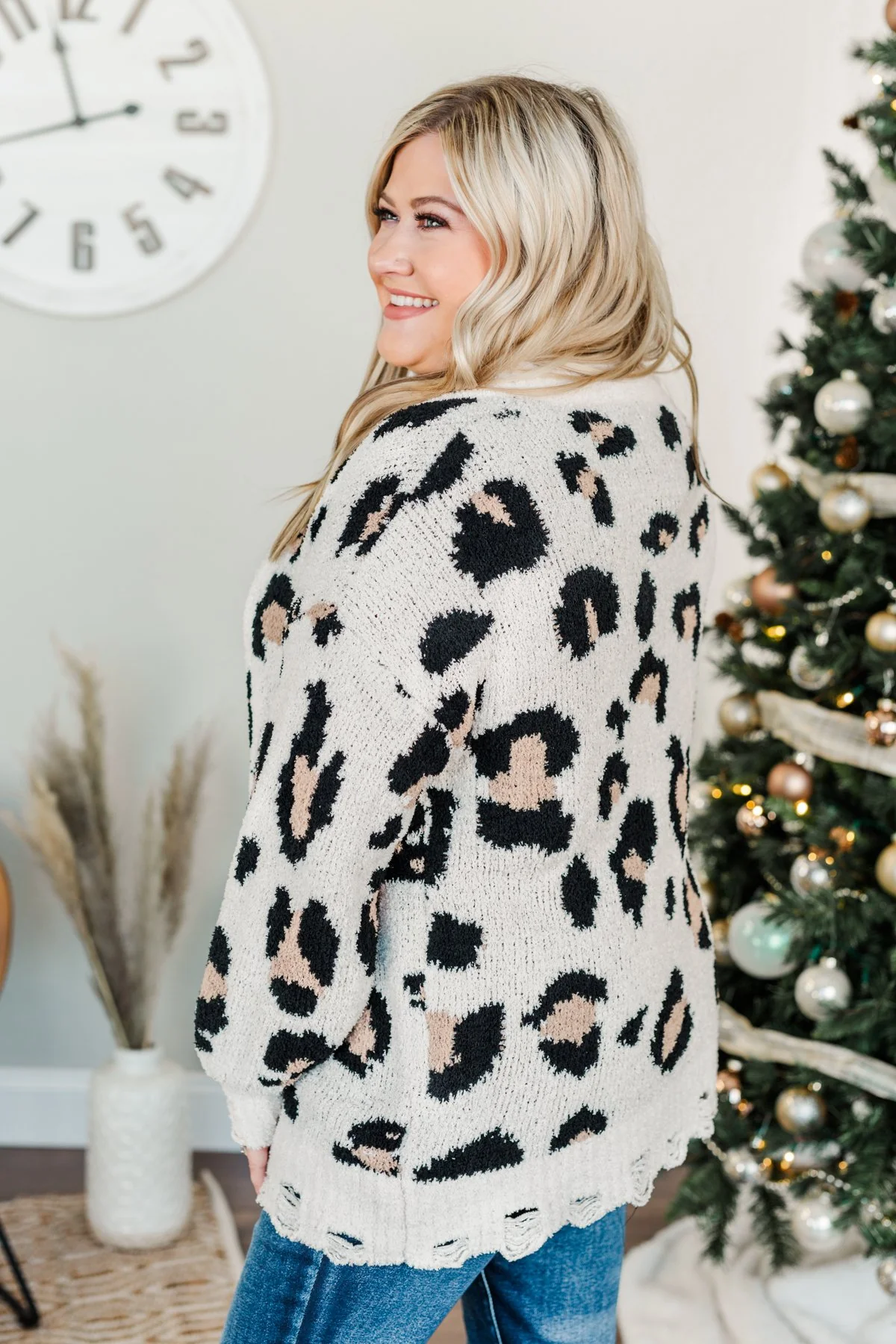 Happier With You Heavy Knit Cardigan- Leopard - Image 8