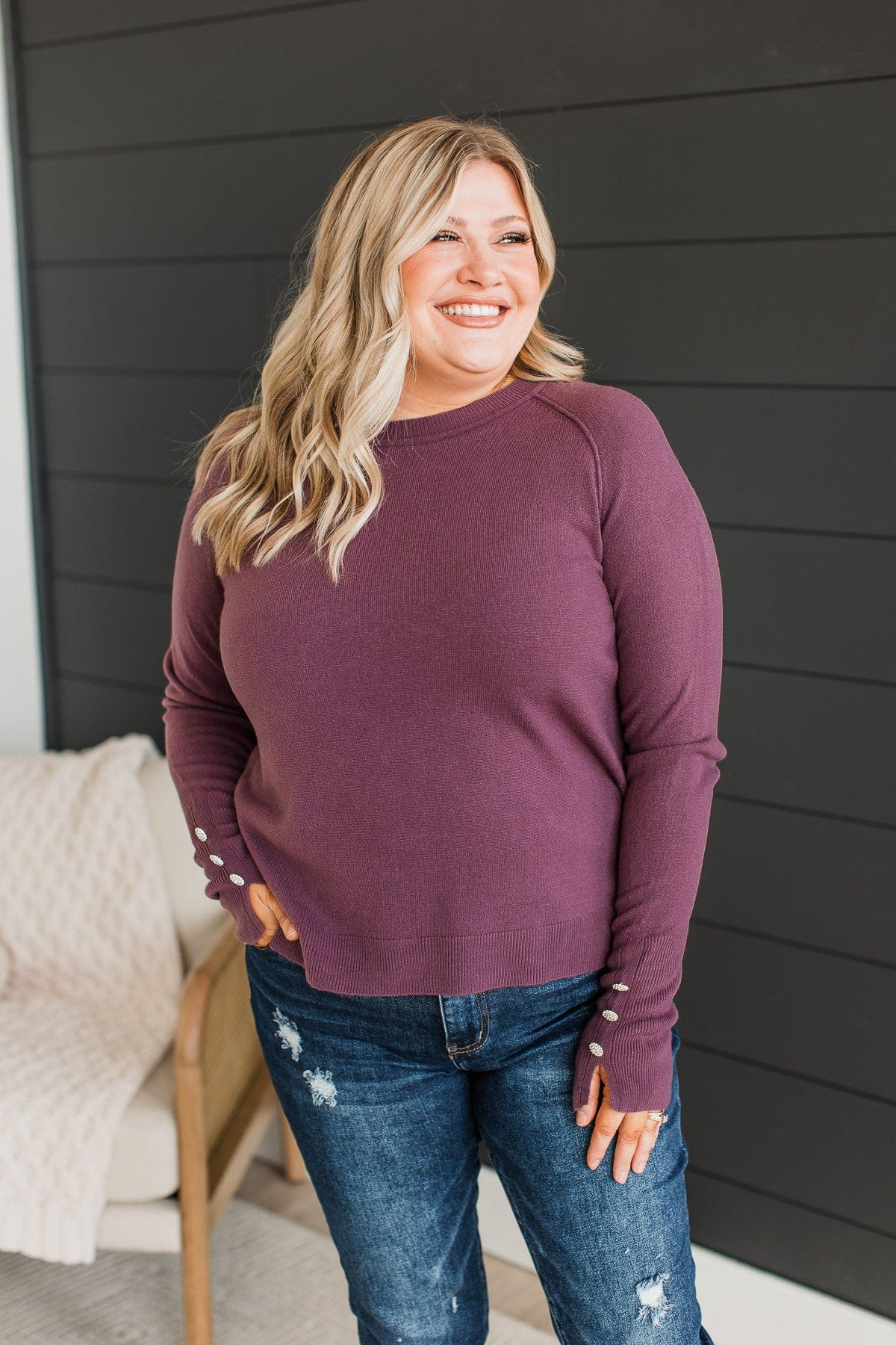 Happiest Moment Knit Sweater- Plum - Image 2