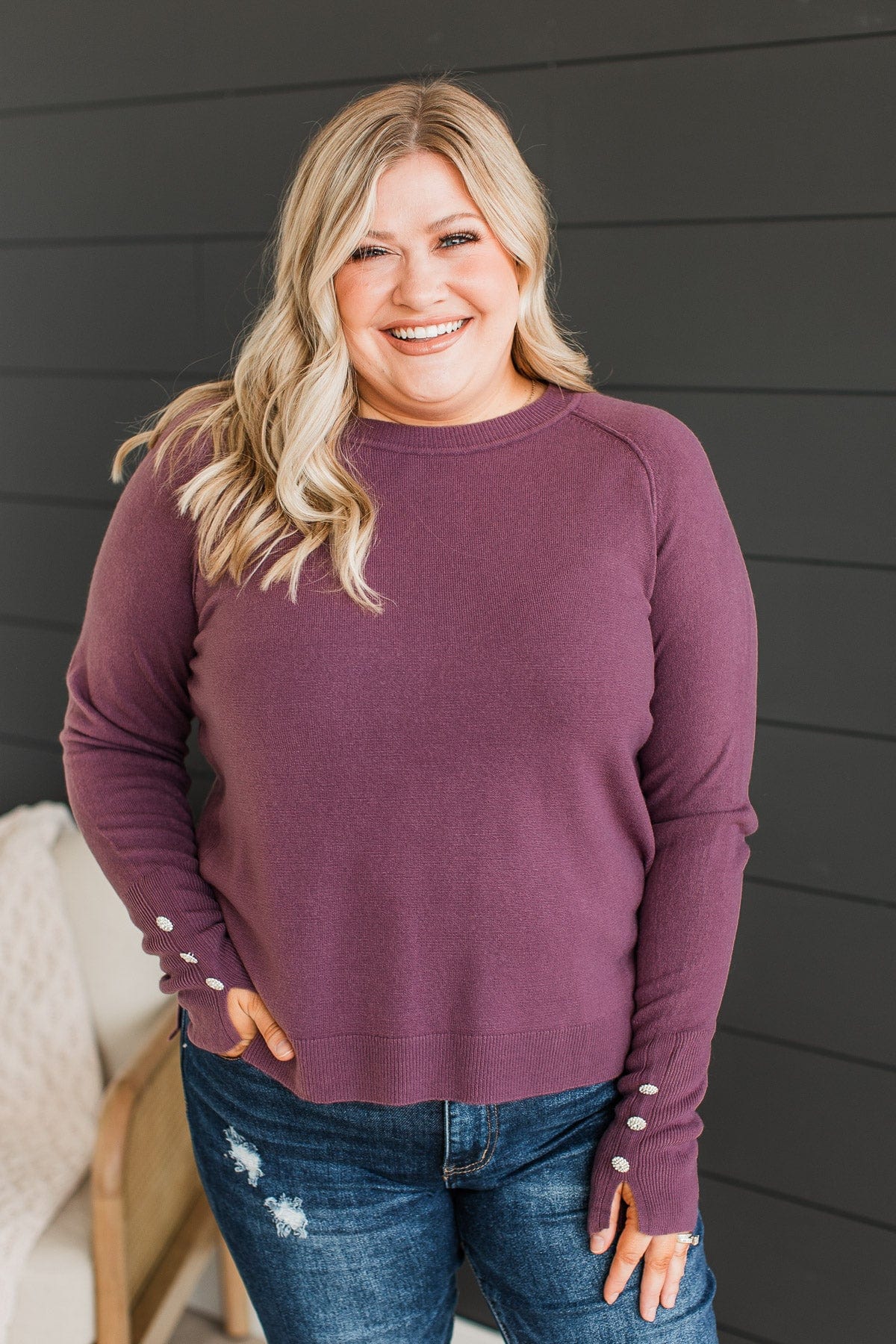 Happiest Moment Knit Sweater- Plum - Image 4